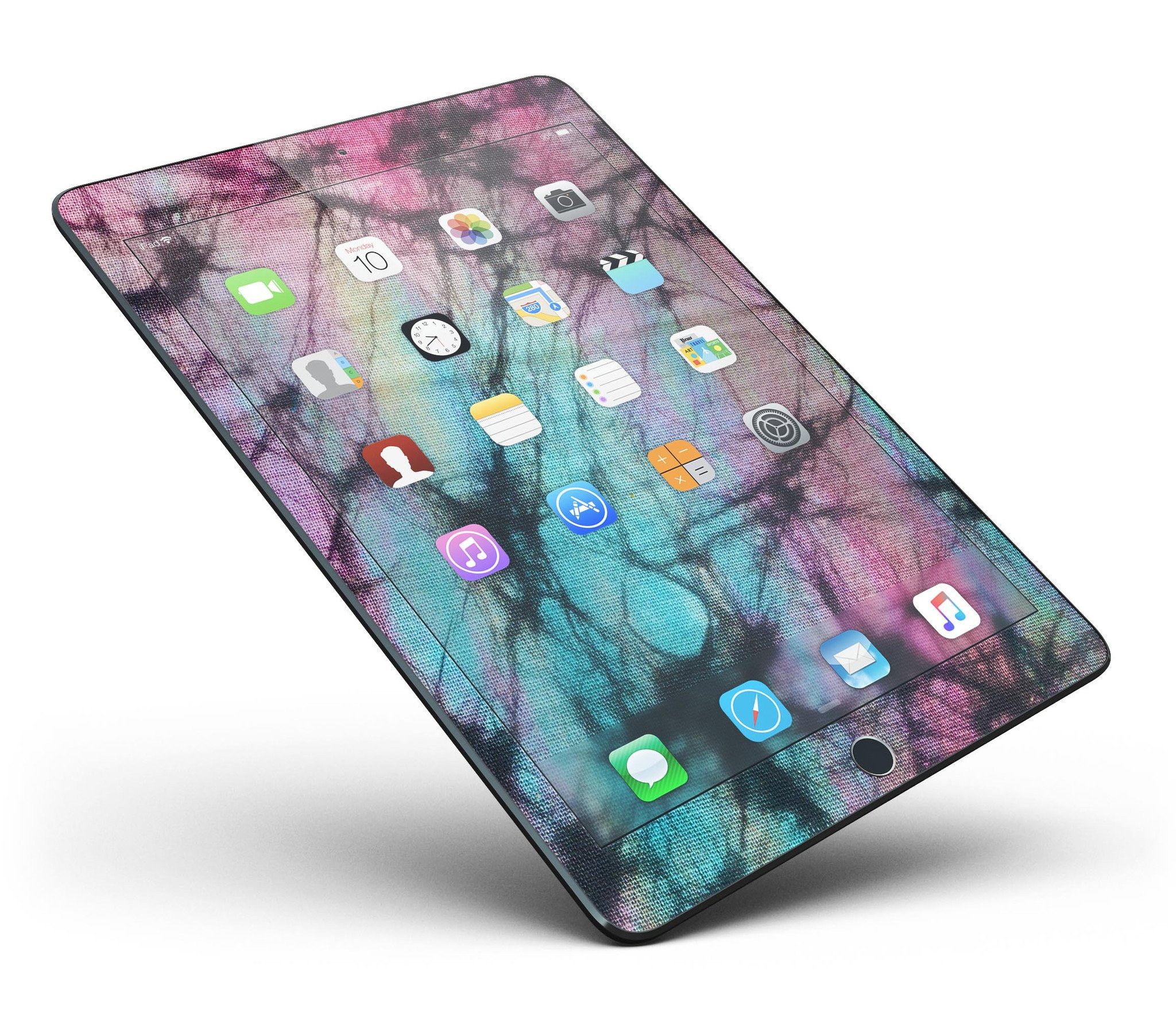 Fibrous Watercolor Full Body Skin for iPad Pro, showcasing vibrant colors and a sleek design, perfectly fitted for 9.7" and 12.9" models.