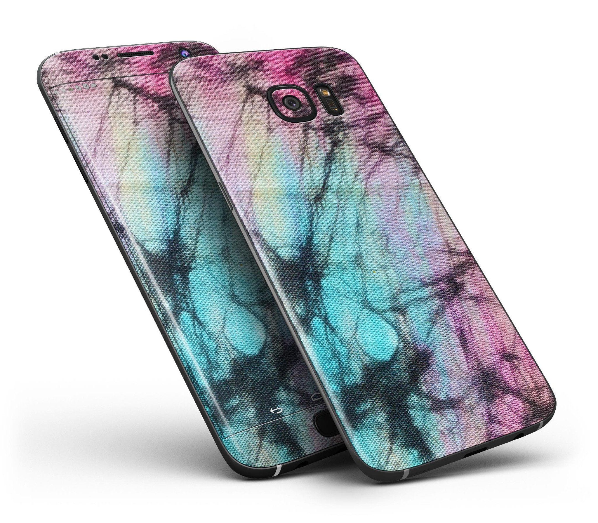 Fibrous Watercolor Skin-Kit for Samsung Galaxy S7, showcasing vibrant colors and a sleek design.