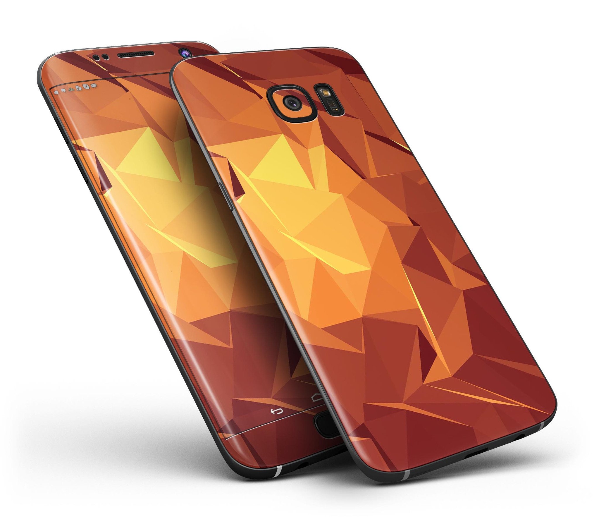 Fiery Abstract Geometric Shapes skin for Samsung Galaxy S7/S7 Edge, showcasing vibrant colors and geometric patterns.