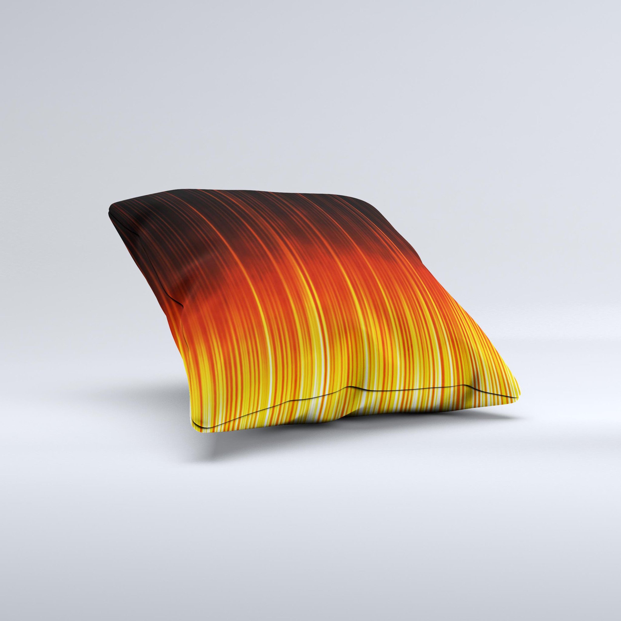 Fiery Glowing Gradient Stripes ink-Fuzed Decorative Throw Pillow showcasing vibrant colors and unique design, handcrafted in Virginia.