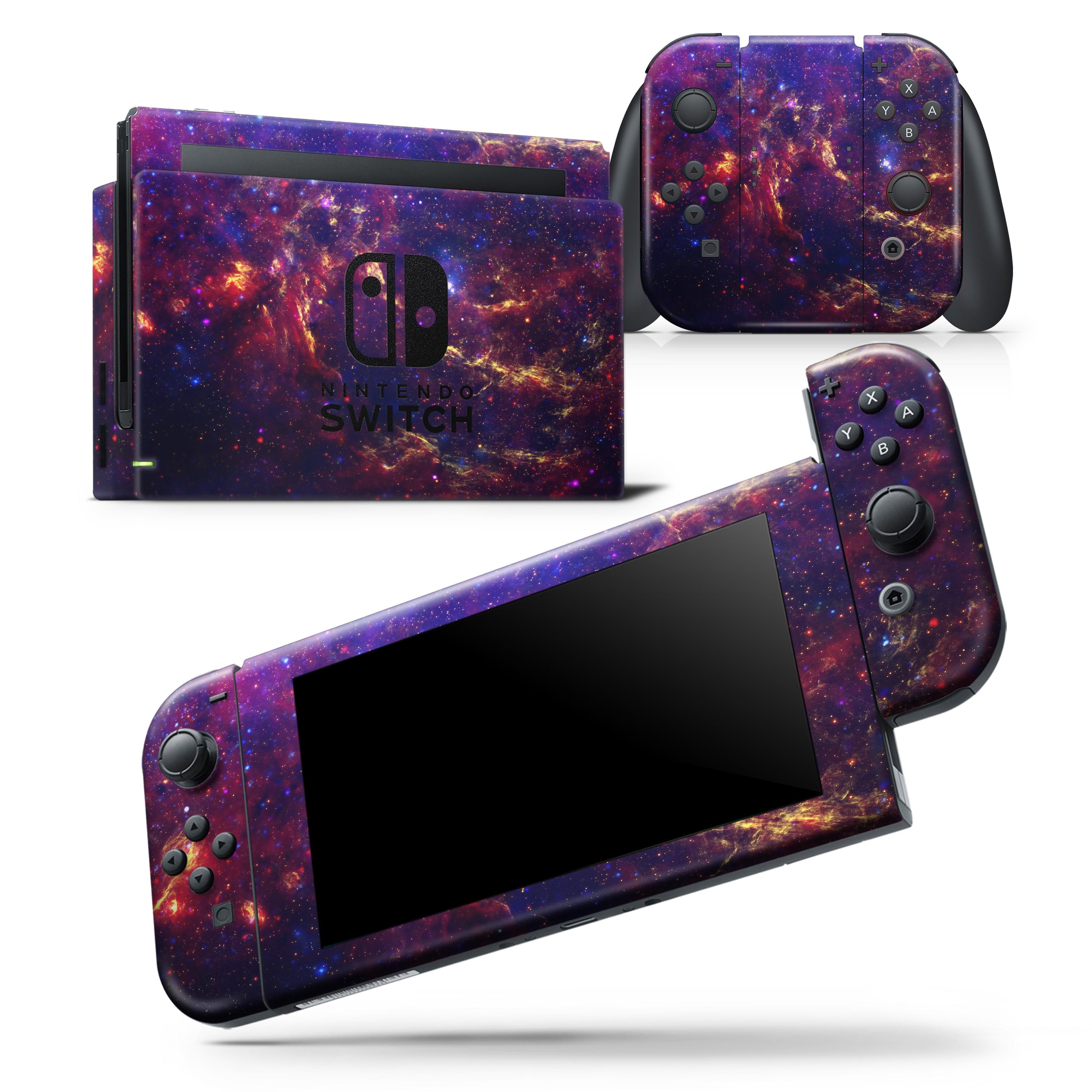 Firey Galaxy skin wrap decal for Nintendo Switch Lite, showcasing vibrant colors and a snug fit design.