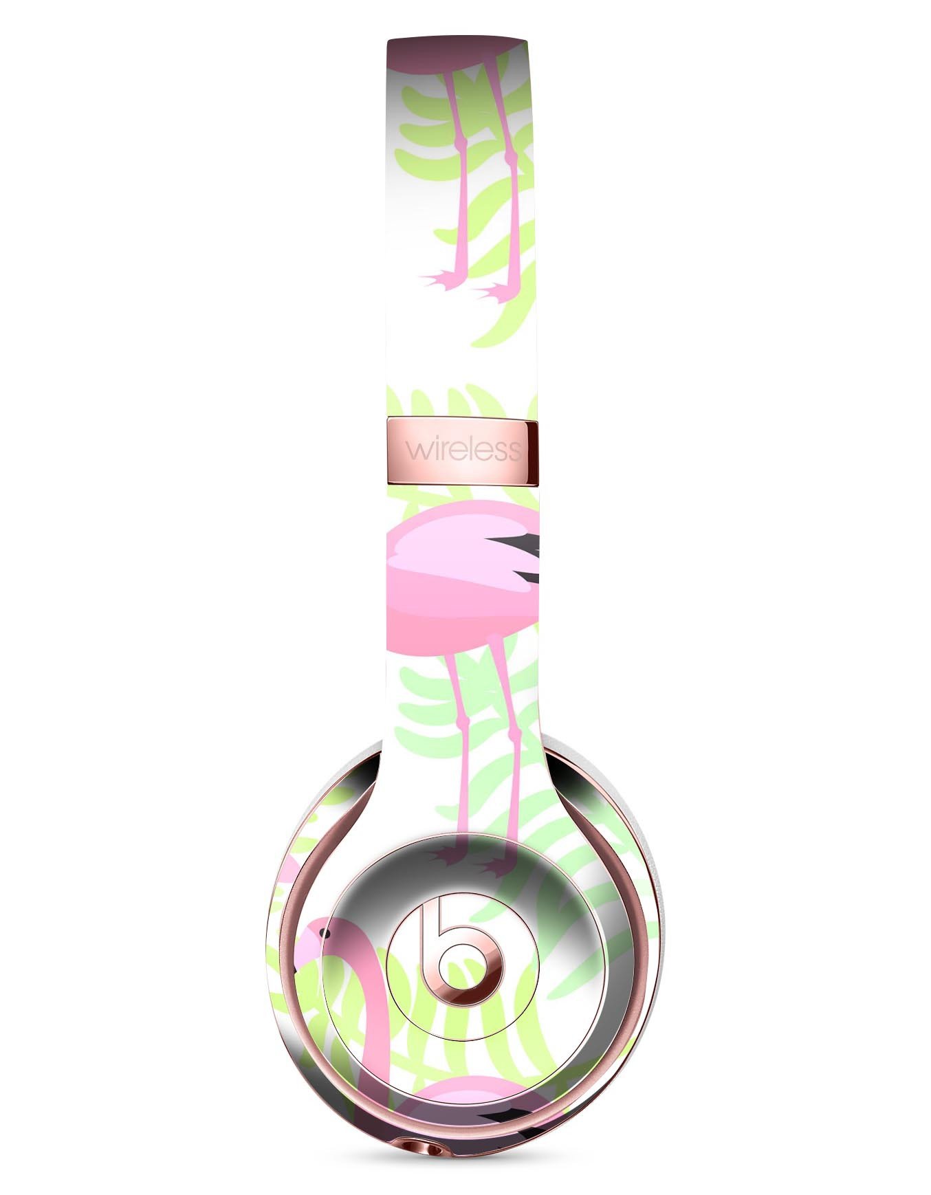 Flamingos Over Green Leaves Full-Body Skin Kit for Beats by Dre, showcasing vibrant design and premium vinyl material.
