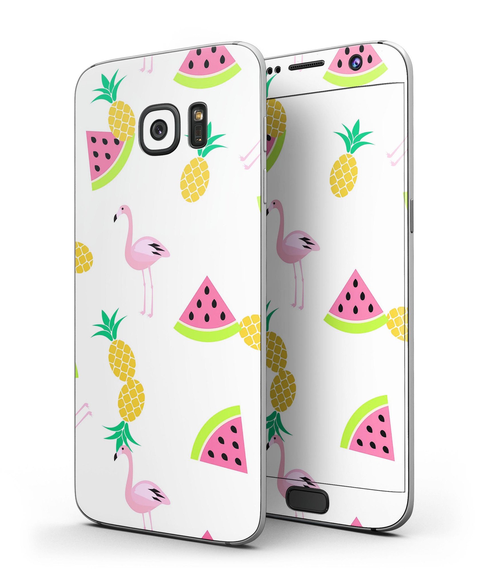 Flaminos Fun and Fruit Full Body Skin-Kit for Samsung Galaxy S7, showcasing vibrant colors and premium vinyl material.