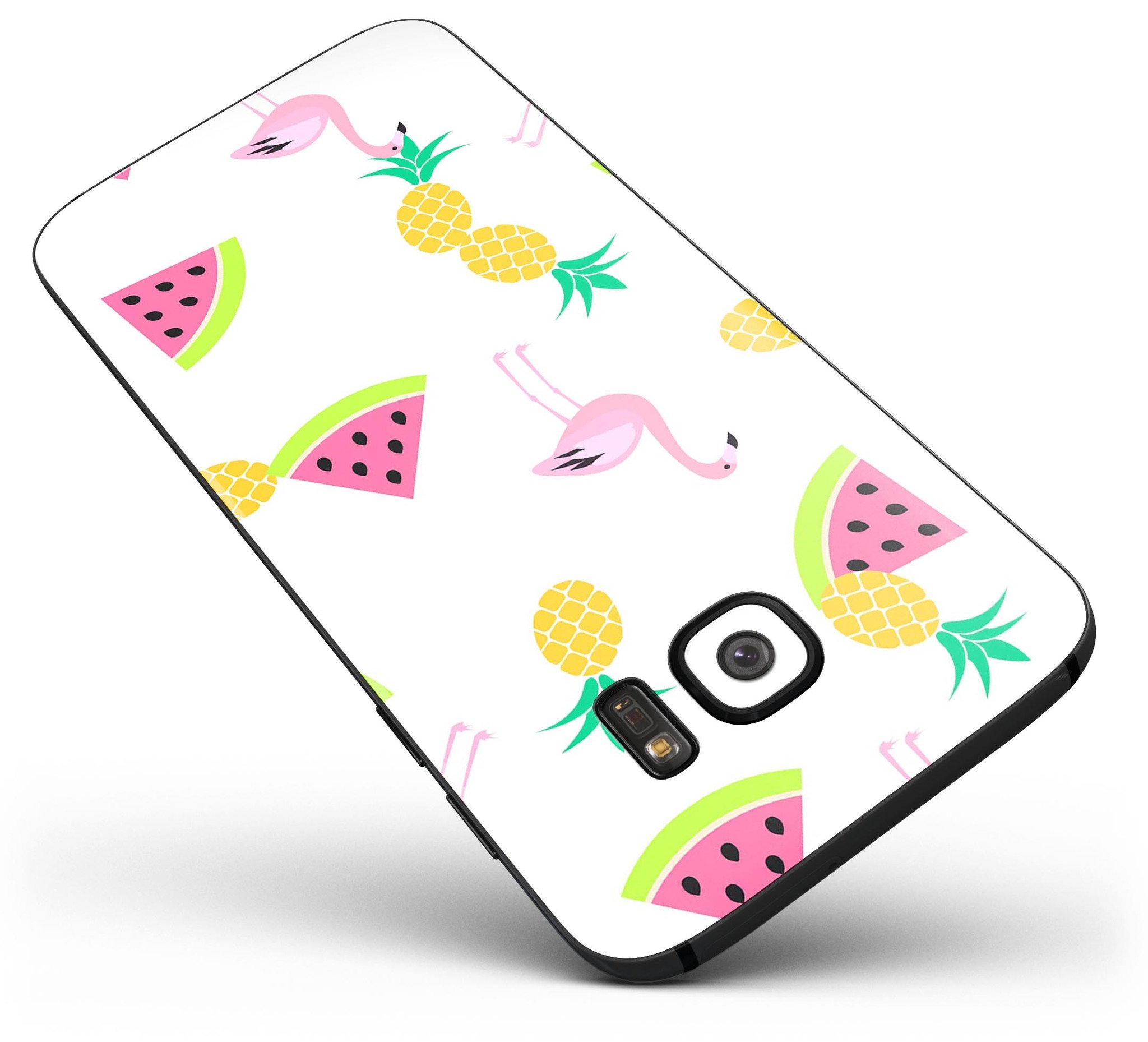 Flaminos Fun and Fruit Full Body Skin-Kit for Samsung Galaxy S7, showcasing vibrant colors and premium vinyl material.