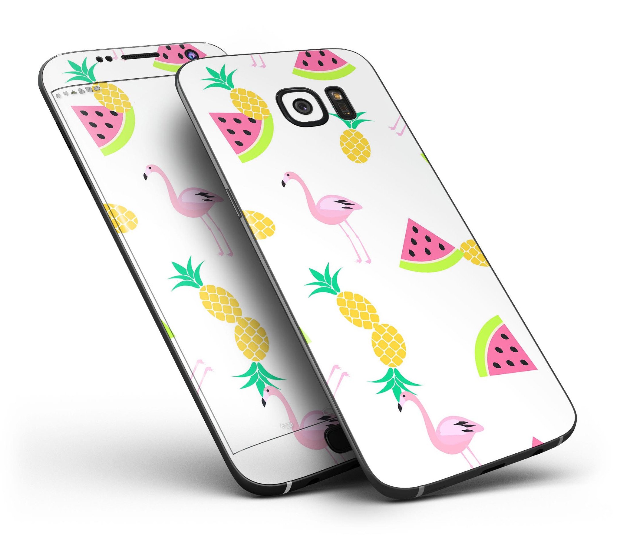 Flaminos Fun and Fruit Full Body Skin-Kit for Samsung Galaxy S7, showcasing vibrant colors and premium vinyl material.