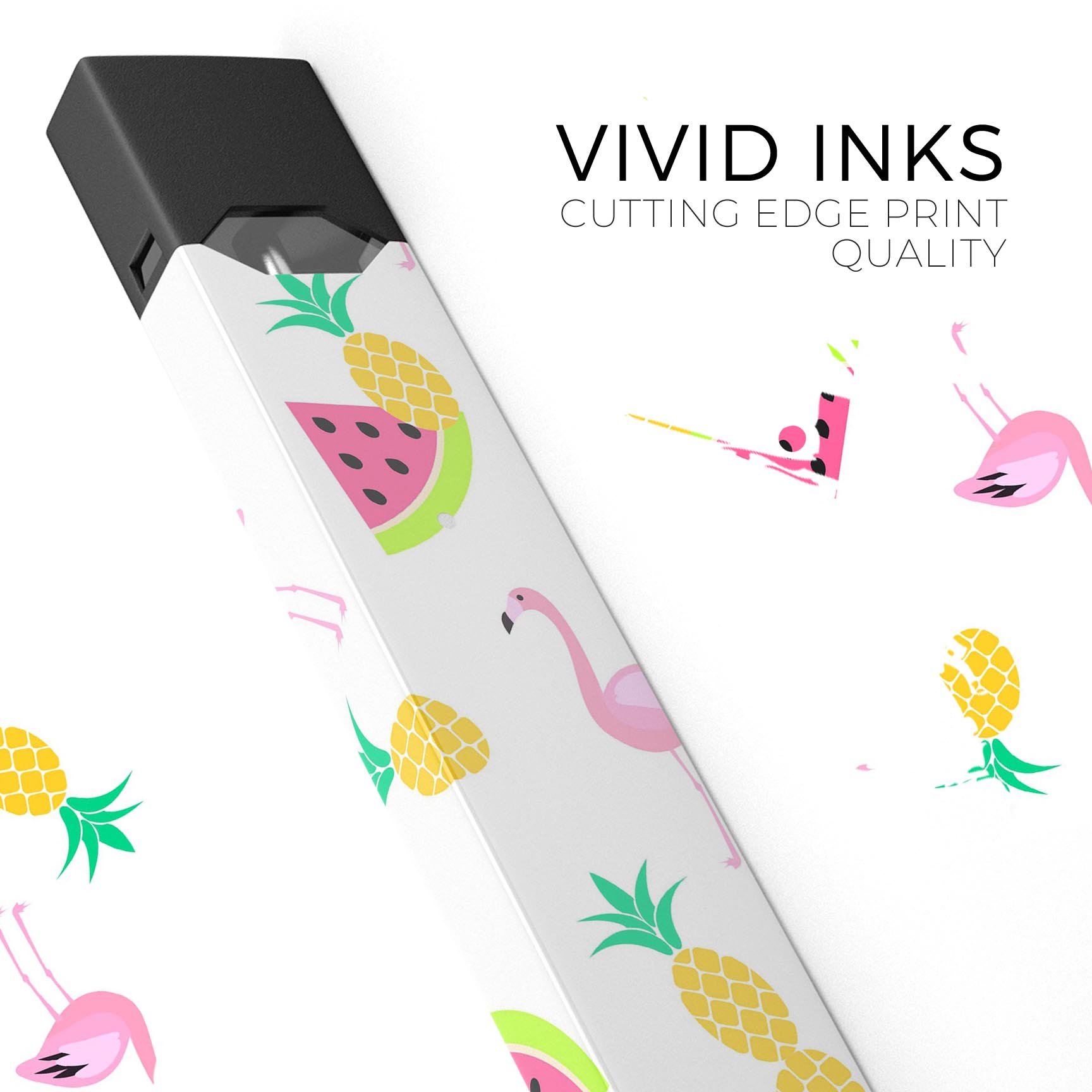 Flaminos Fun and Fruit premium decal skin-wrap sticker for JUUL device, showcasing vibrant colors and precise cut.