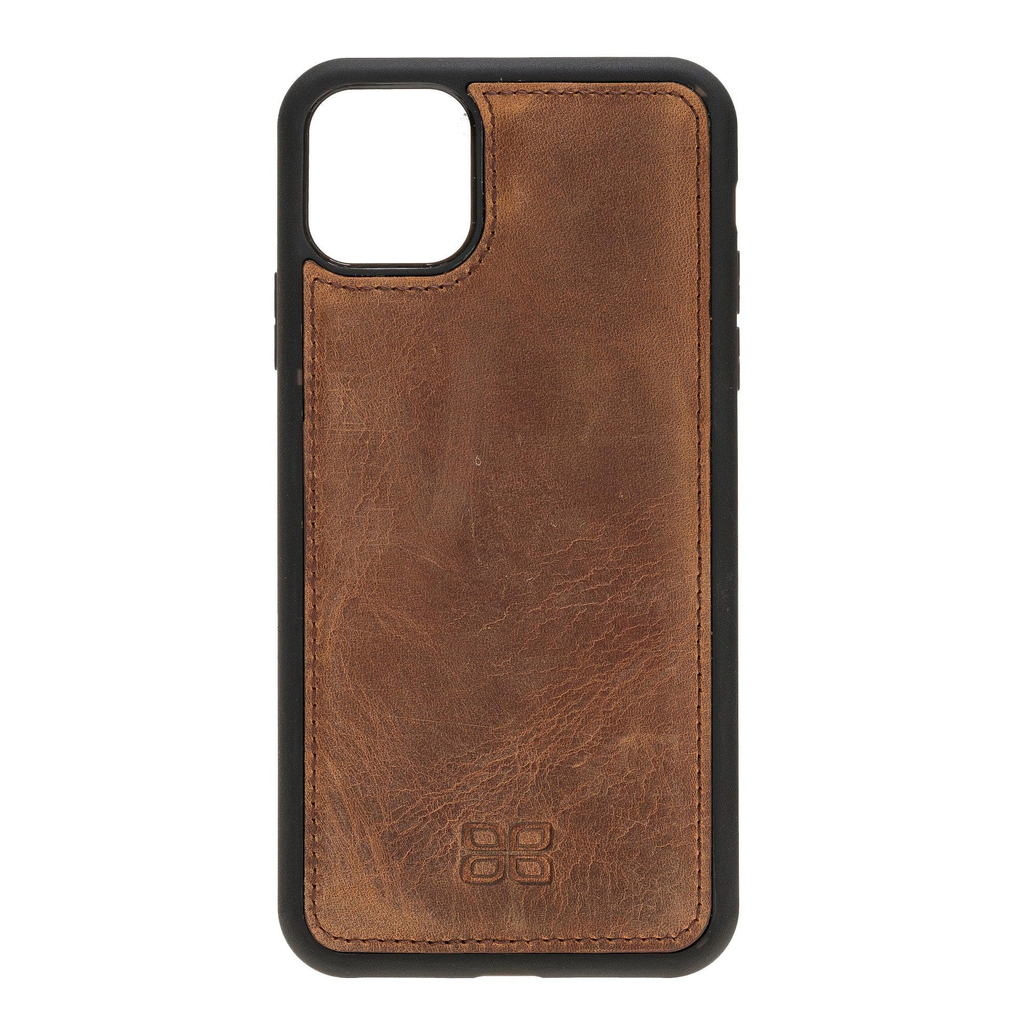 Flex Cover Leather Back Case for Apple iPhone 11 Series, showcasing its sleek design and premium leather material.