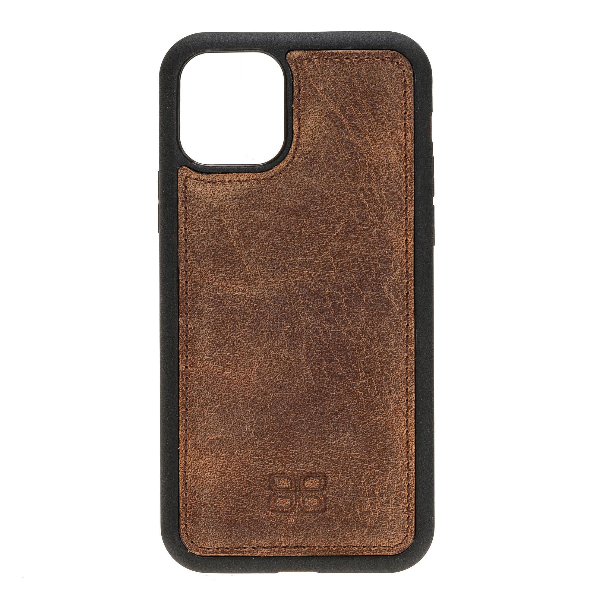 Flex Cover Leather Back Case for Apple iPhone 11 Series, showcasing its sleek design and premium leather material.
