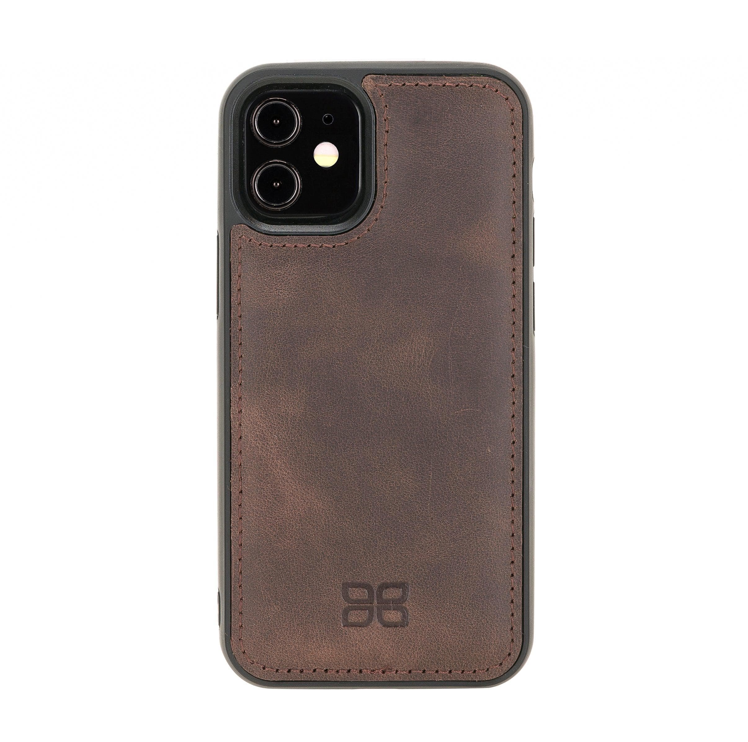 Flexible leather back cover for Apple iPhone 12 series, showcasing its sleek design and high-quality leather material.