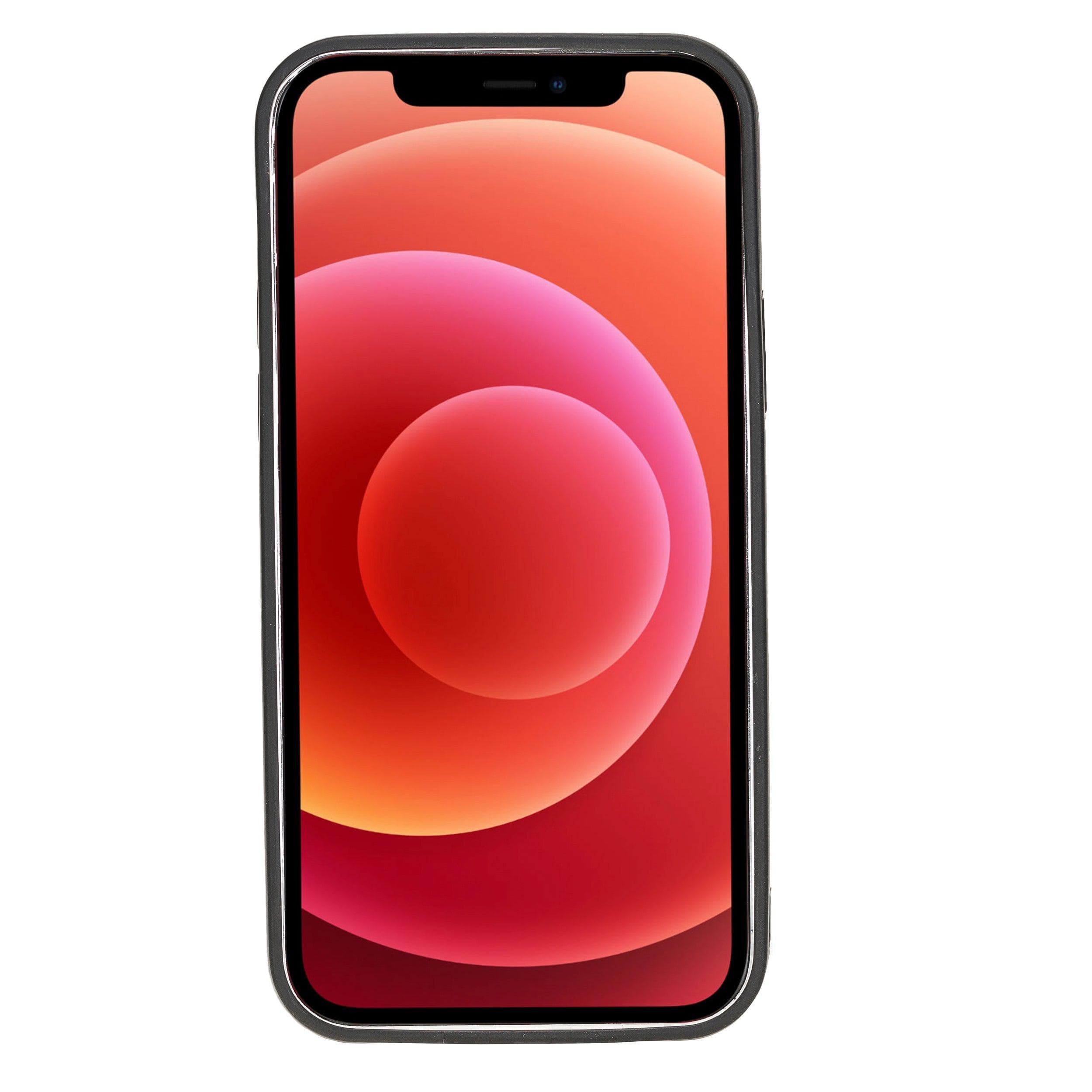 Flexible leather back cover for Apple iPhone 12 series, showcasing its sleek design and high-quality leather material.