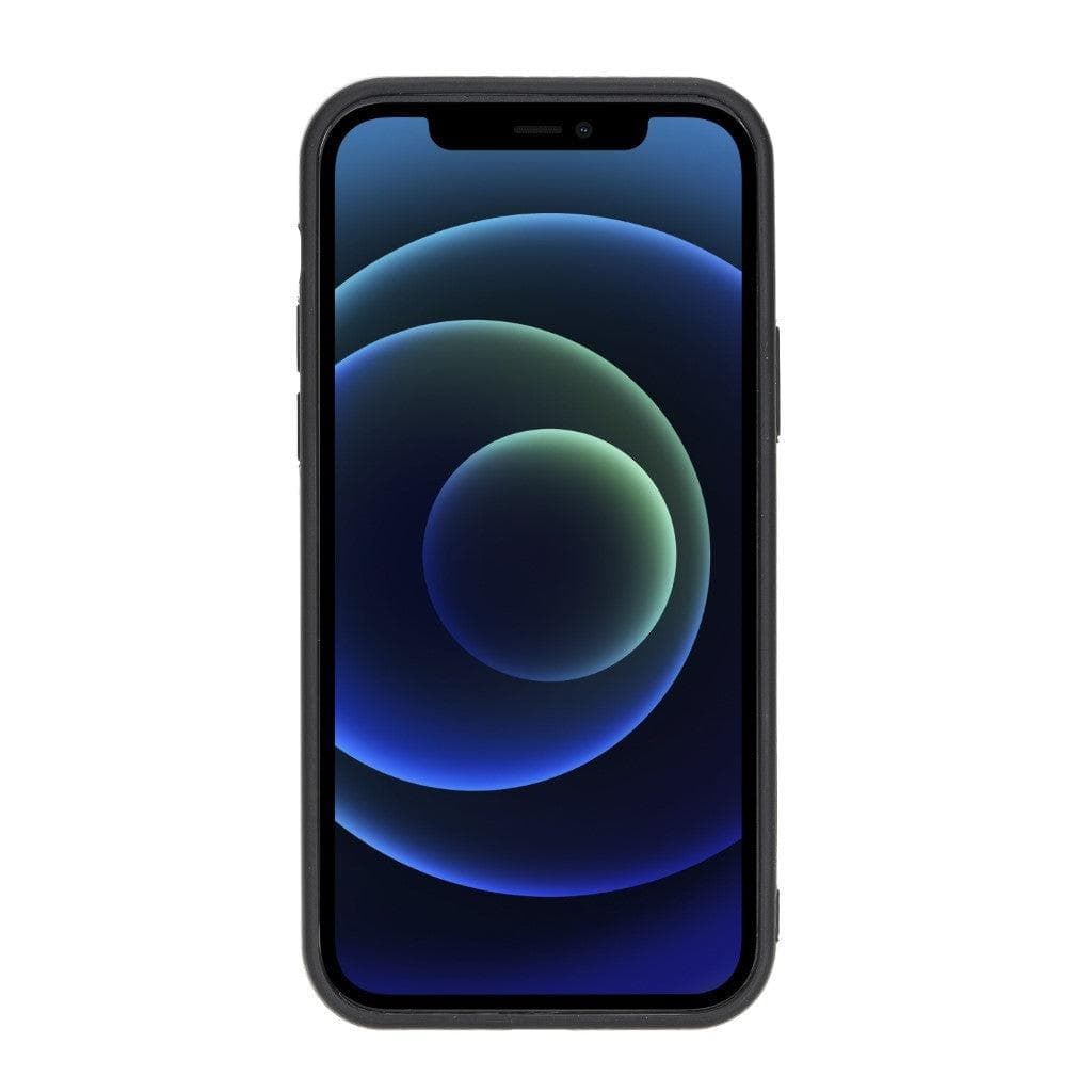 Flexible leather back cover for Apple iPhone 12 series, showcasing its sleek design and high-quality leather material.