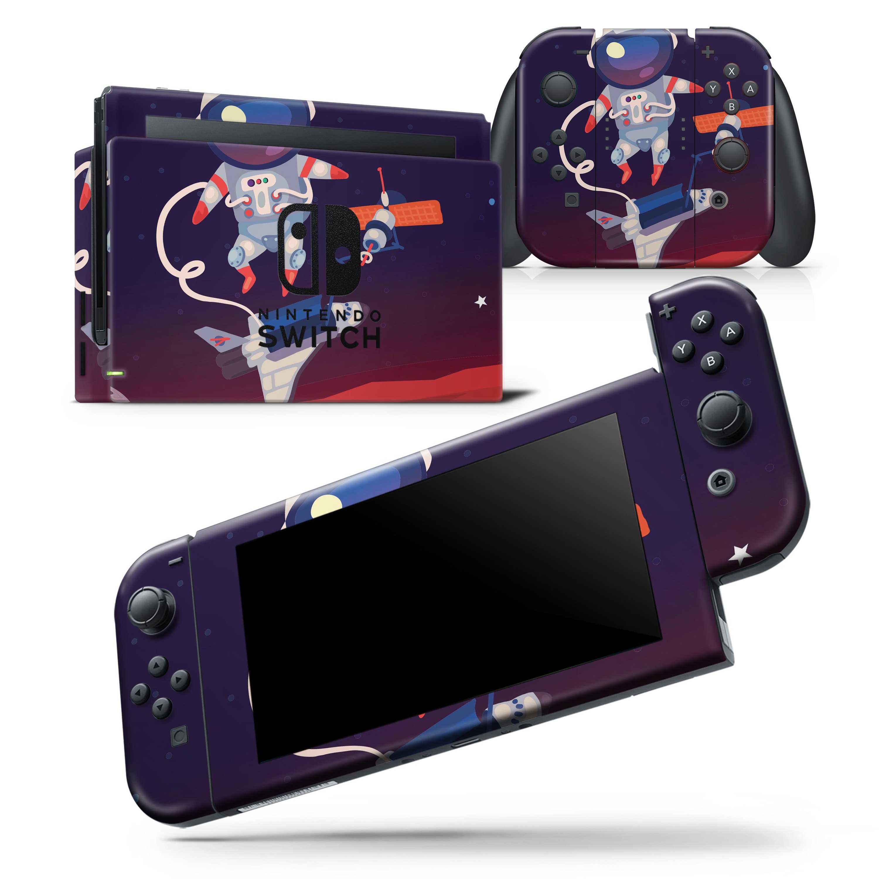 Floating Cartoon Astronaut skin wrap decal for Nintendo Switch Lite, showcasing vibrant colors and unique design.