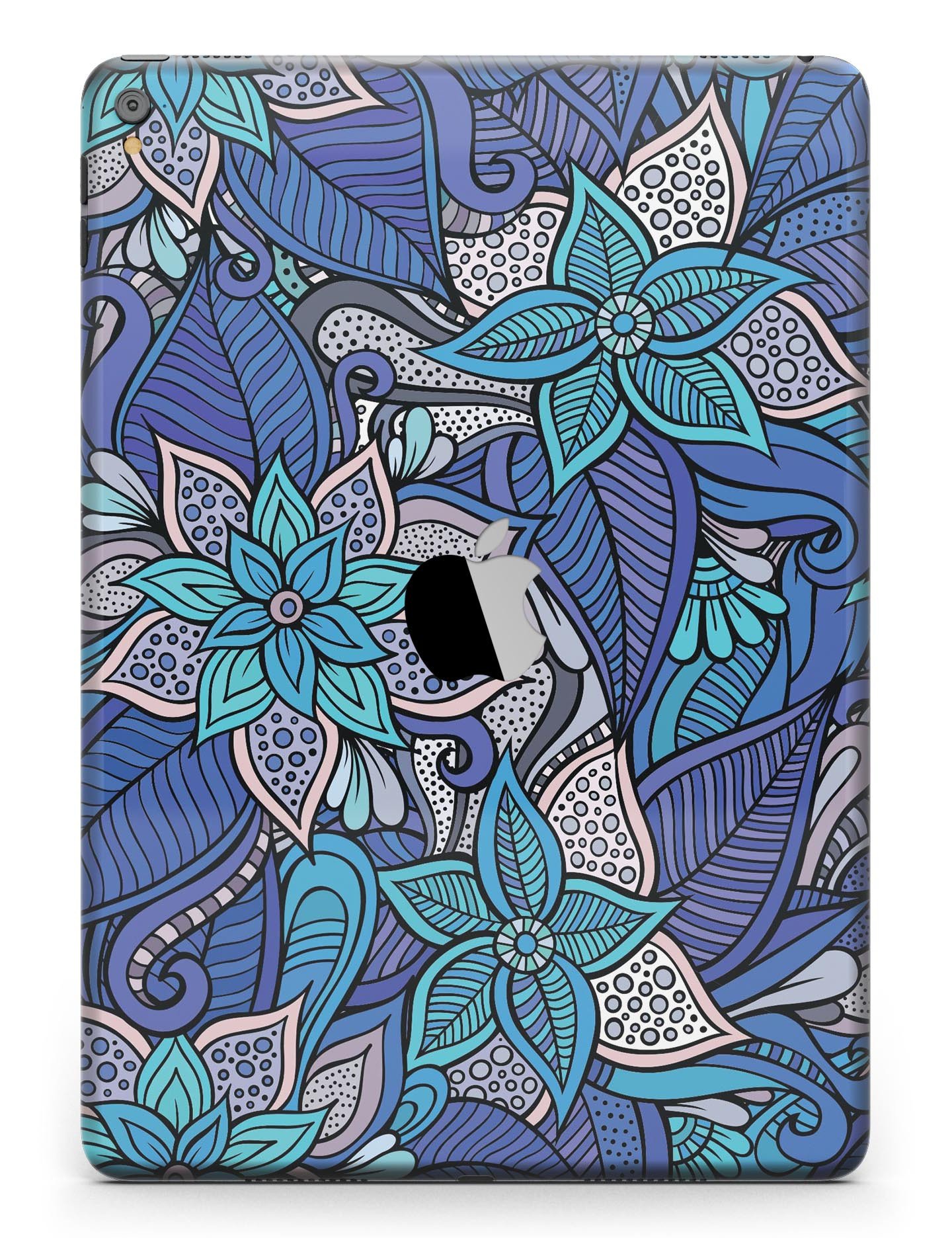 Floral Blues Full Body Skin for iPad Pro, showcasing vibrant floral design on a sleek vinyl surface.