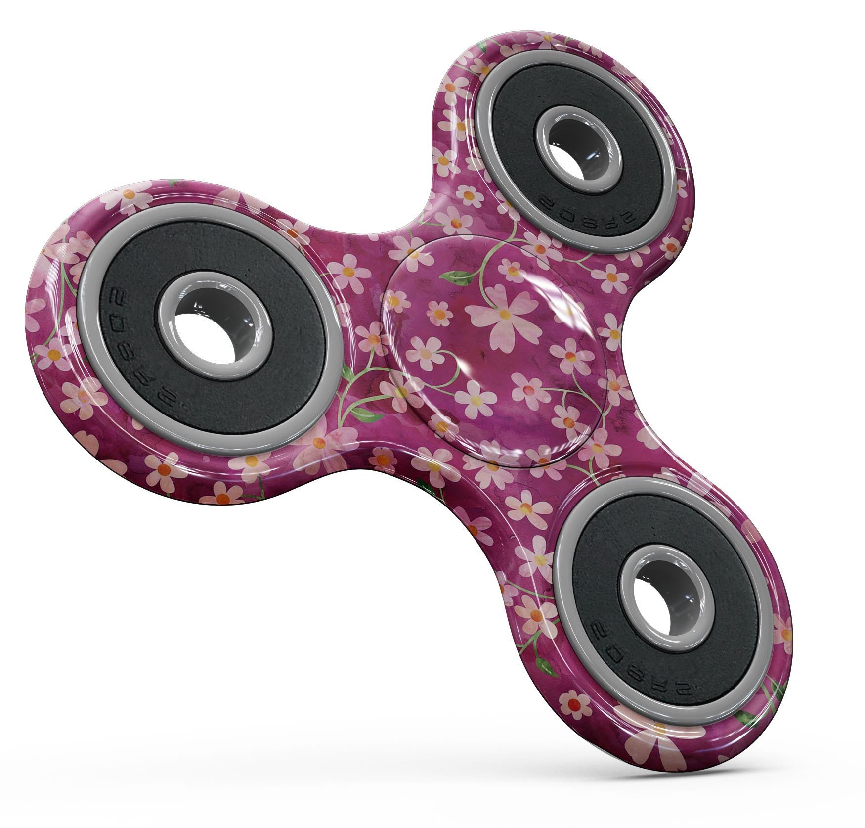 A colorful fidget spinner skin featuring flowers and wine watercolor design, showcasing vibrant colors and intricate details.