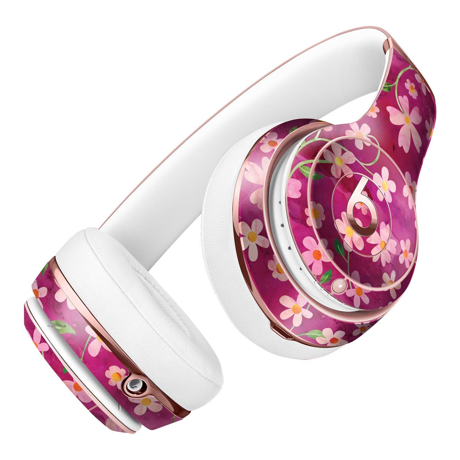 Flowers with Stems over Wine Watercolor Skin Kit for Beats by Dre Solo 3 Wireless Headphones, showcasing vibrant floral design.