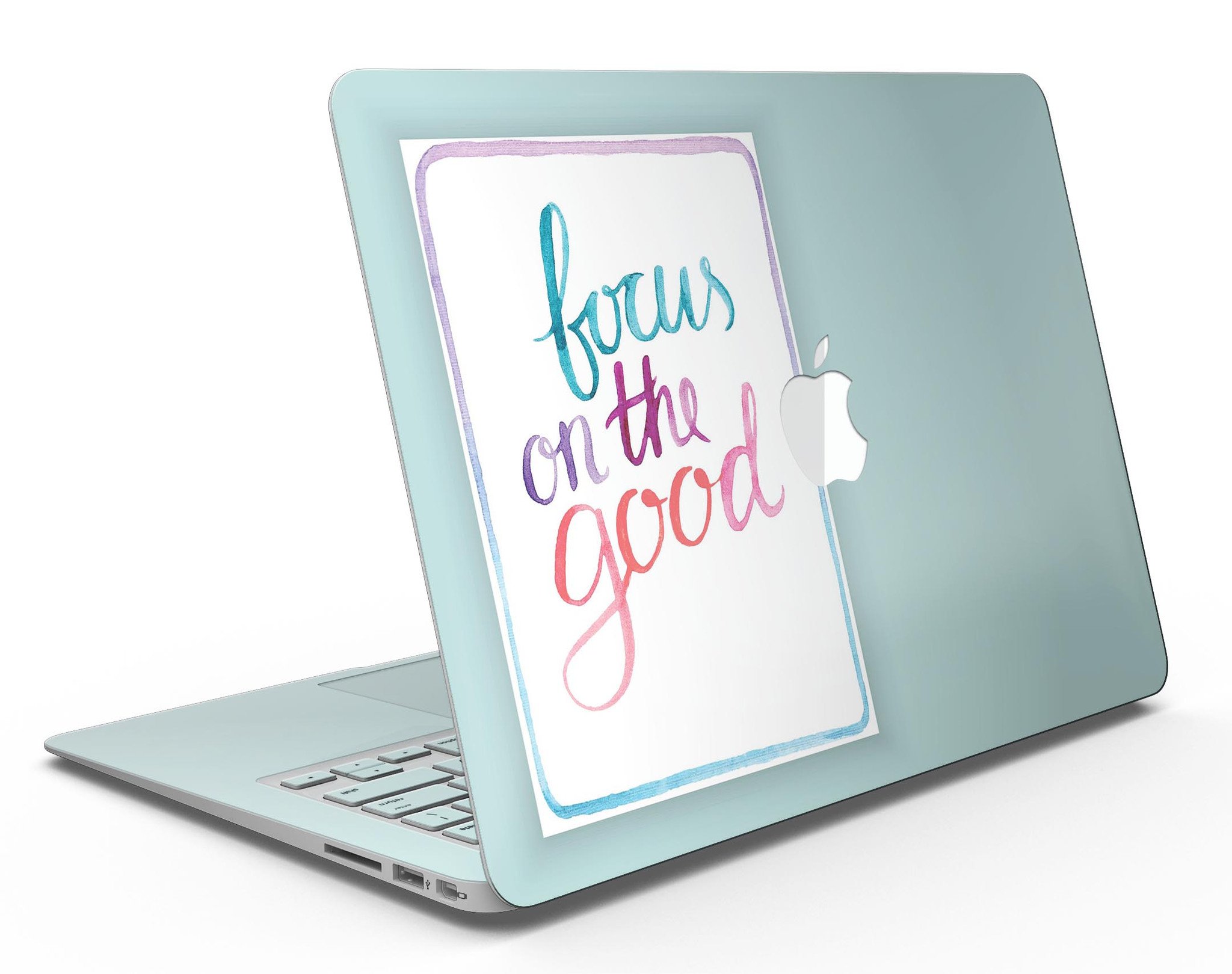 Focus on the Good MacBook Air Skin Kit showcasing stylish vinyl design with gloss and matte options.