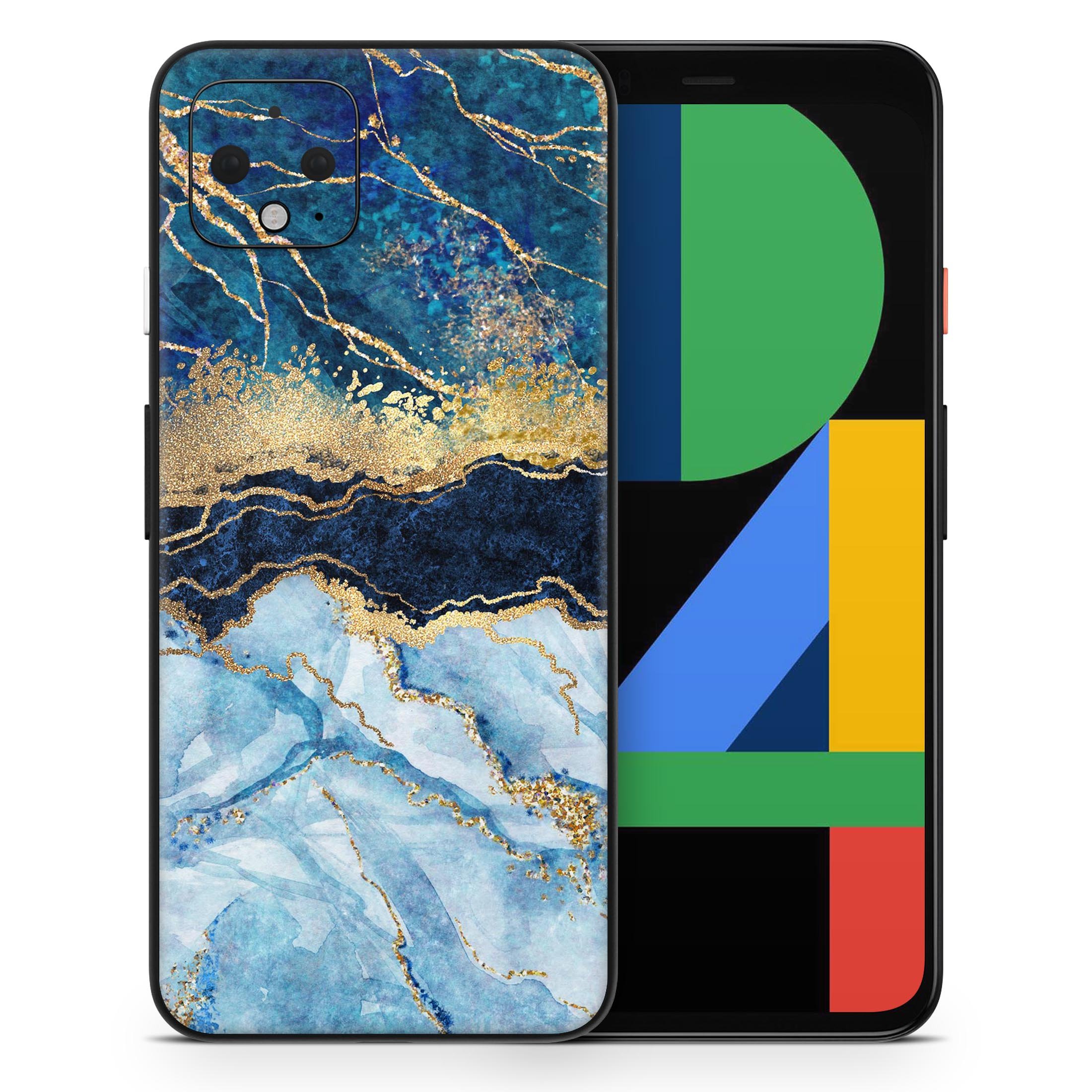 Foiled Marble Agate skin decal wrap kit for Google Pixel, showcasing a stylish marble design with a soft-touch matte finish.