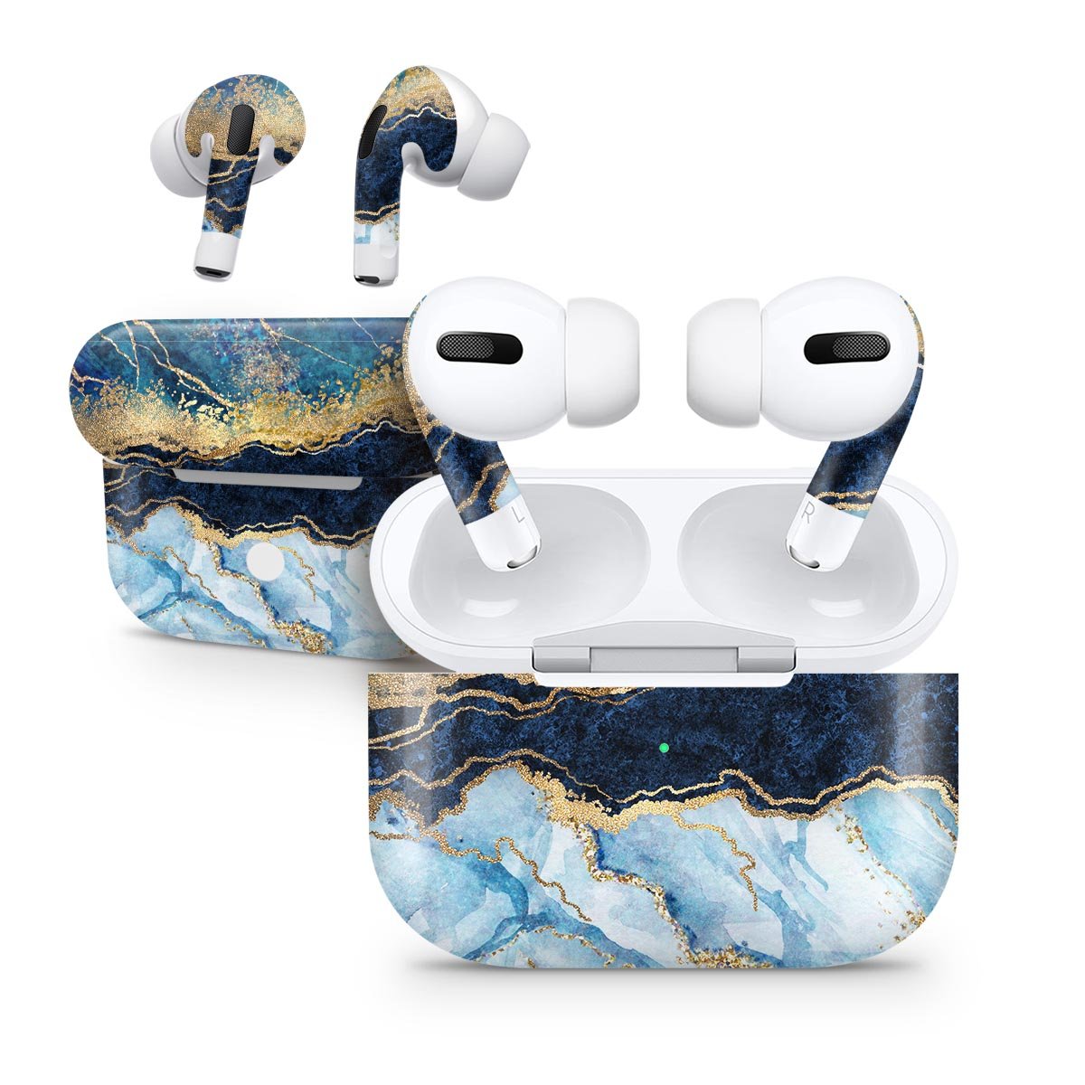 Foiled Marble Agate skin decal wrap kit for Apple AirPods Pro, showcasing a stylish design with a matte finish.
