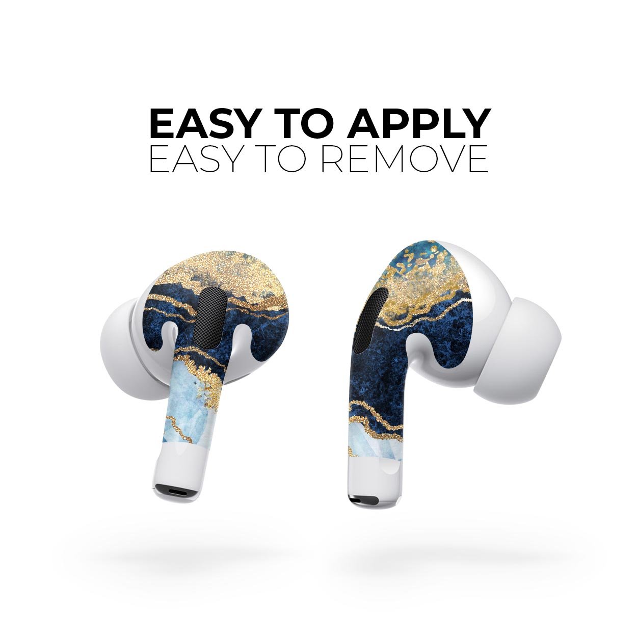 Foiled Marble Agate skin decal wrap kit for Apple AirPods Pro, showcasing a stylish design with a matte finish.