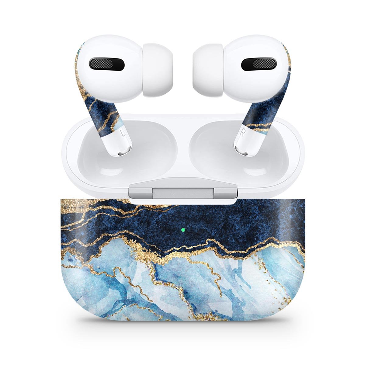 Foiled Marble Agate skin decal wrap kit for Apple AirPods Pro, showcasing a stylish design with a matte finish.