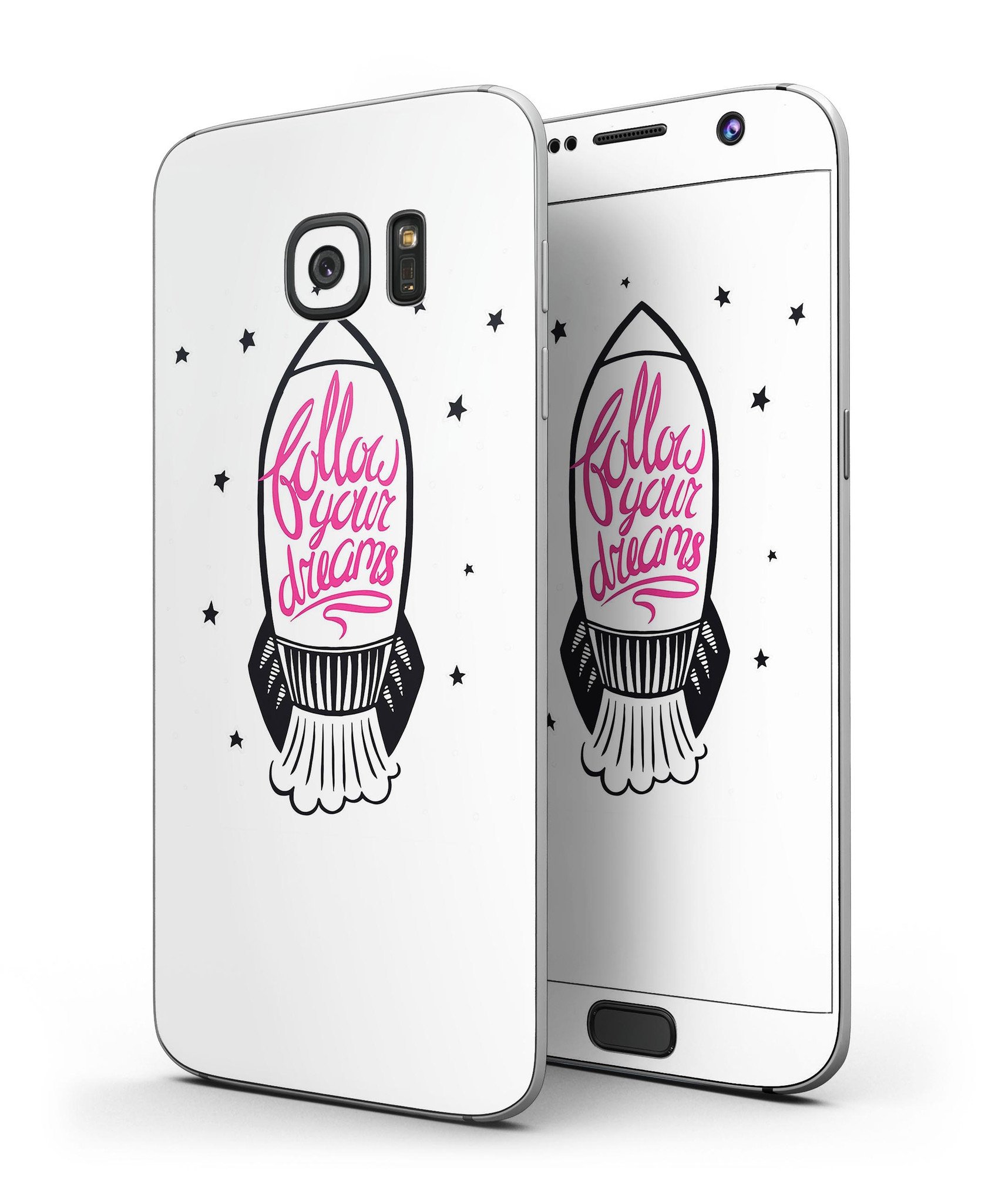 Follow Your Dreams Full Body Skin-Kit for Samsung Galaxy S7, showcasing premium vinyl design with ultra-gloss and soft-matte finish options.