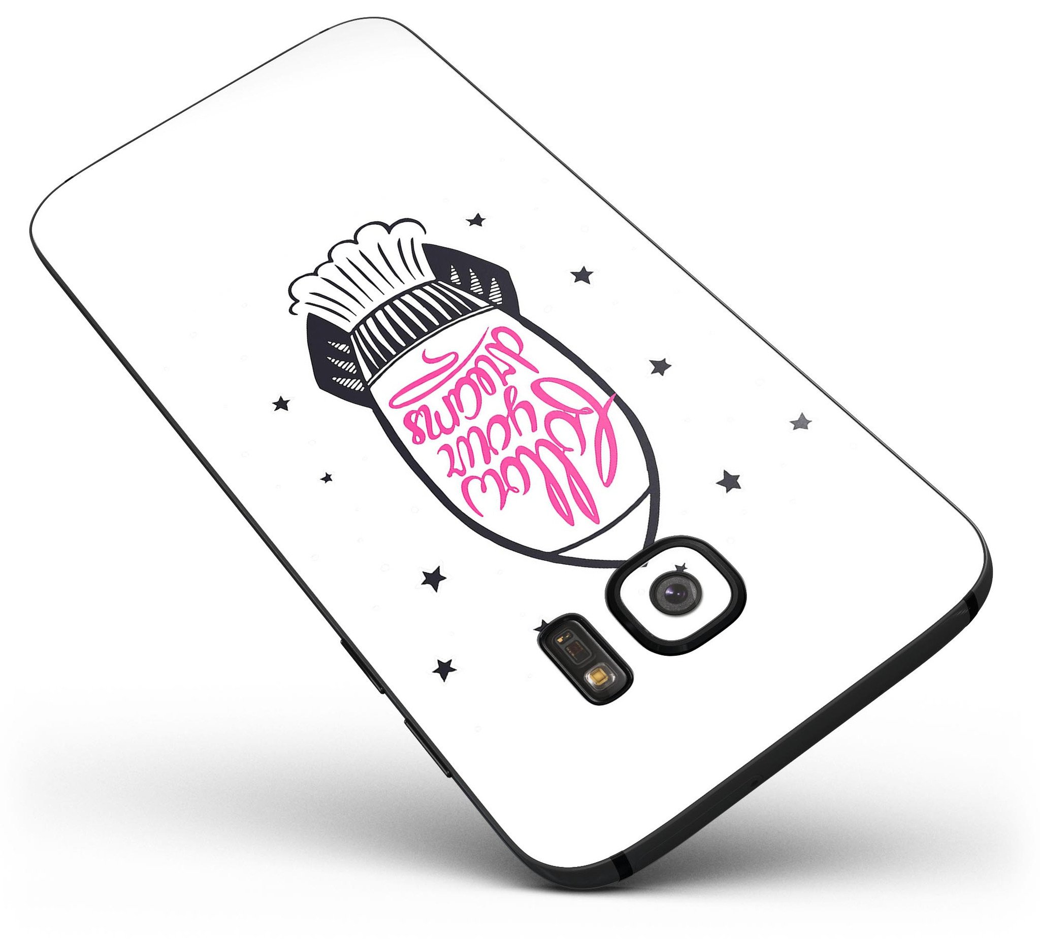 Follow Your Dreams Full Body Skin-Kit for Samsung Galaxy S7, showcasing premium vinyl design with ultra-gloss and soft-matte finish options.