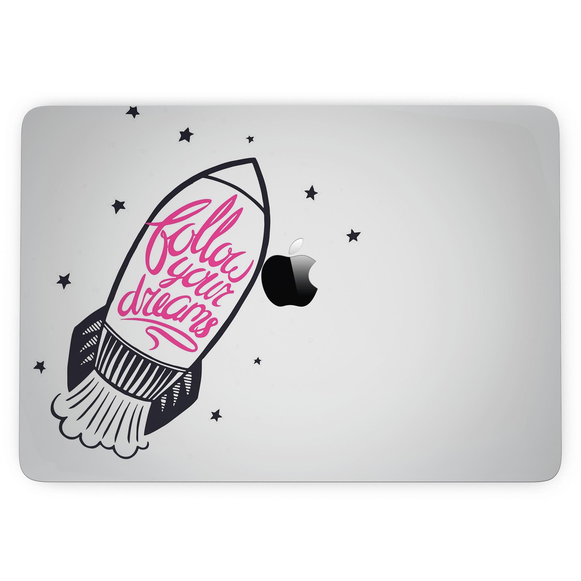 Follow Your Dreams MacBook Pro skin kit featuring a stylish design, available in glossy and matte finishes, protecting the device from scratches.