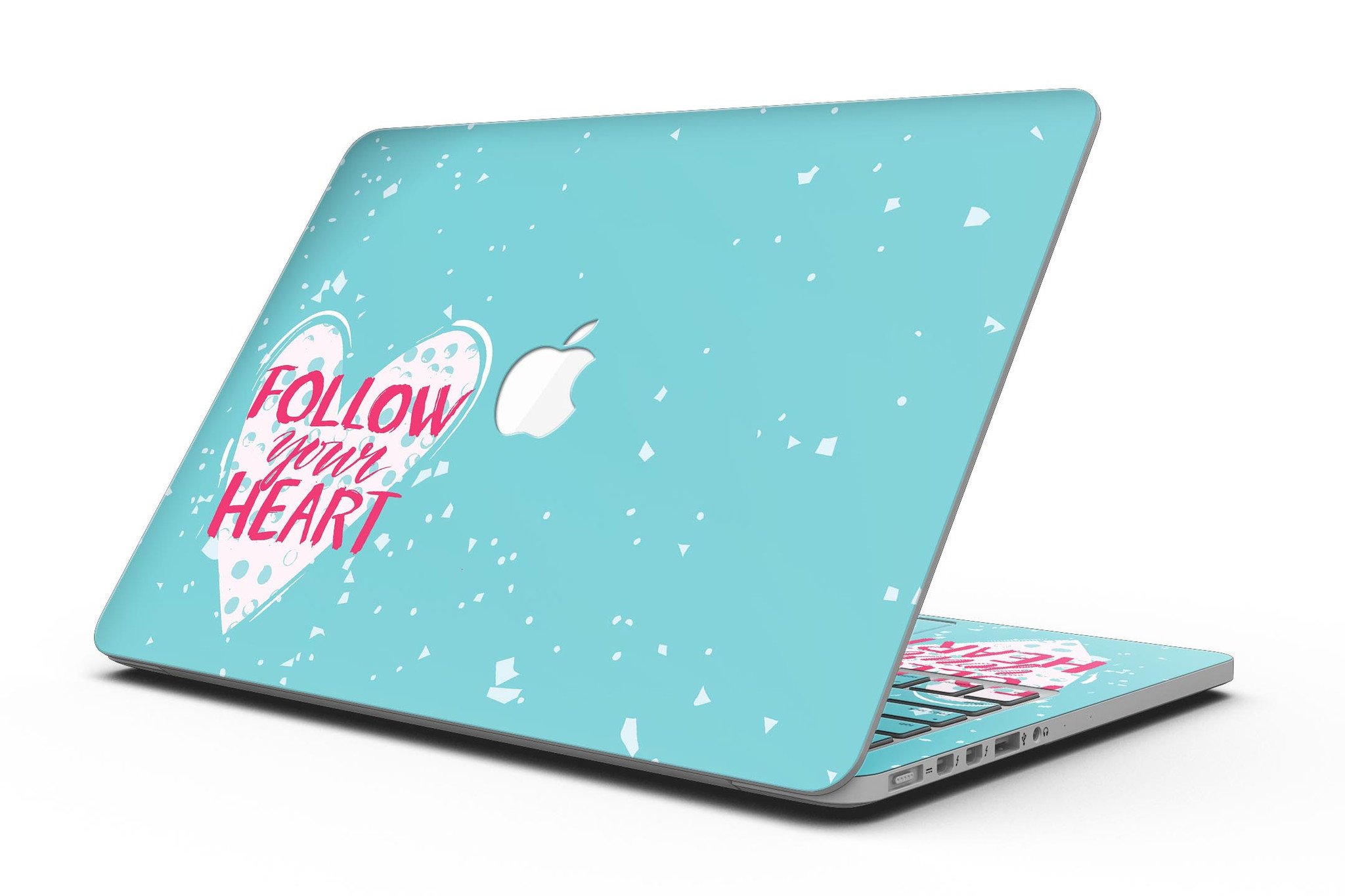Follow your Heart Brushed Design Skin for MacBook Pro with Retina Display, showcasing a stylish and protective vinyl cover.