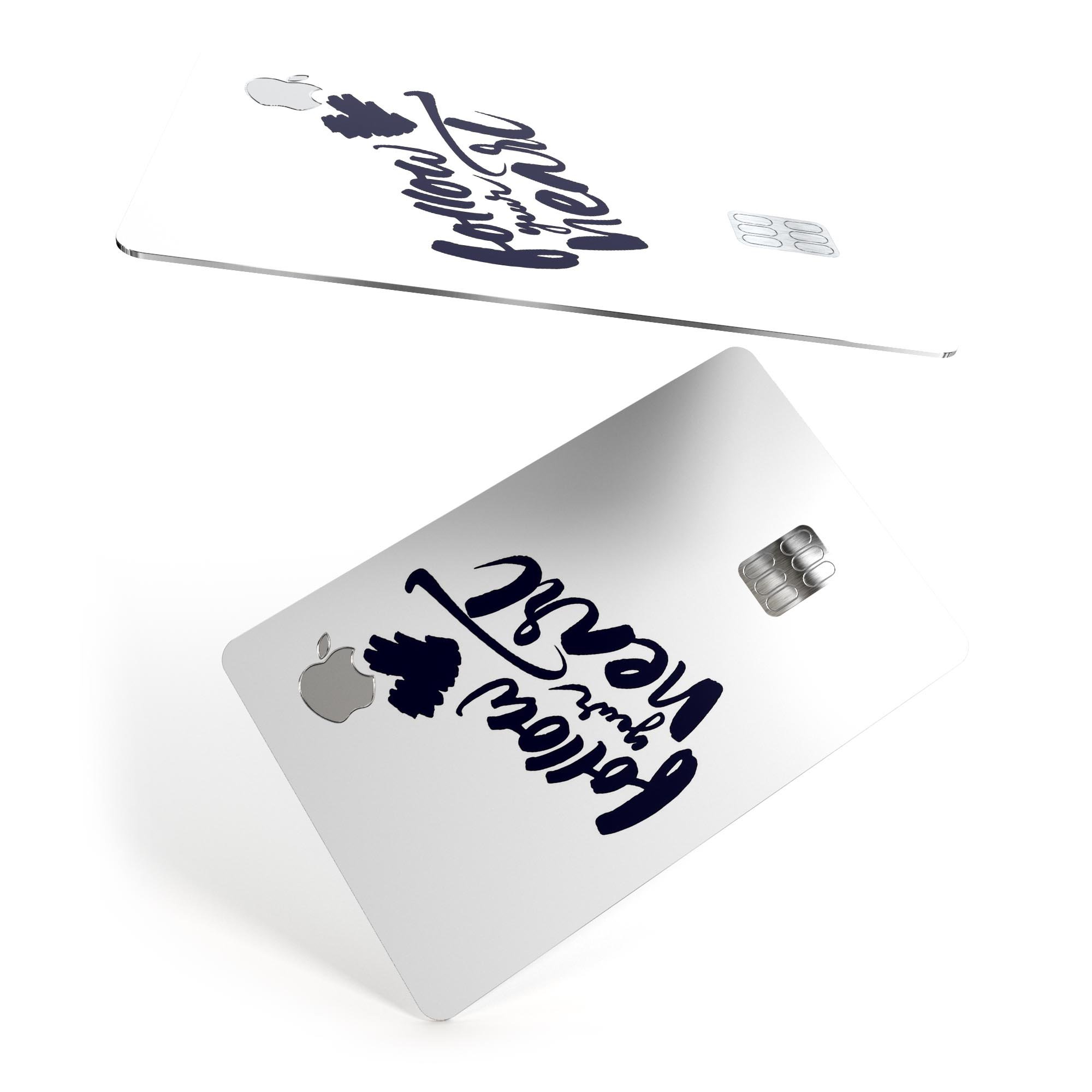 Premium protective decal skin-kit for Apple Card, showcasing ultra-gloss and soft-matte finishes.