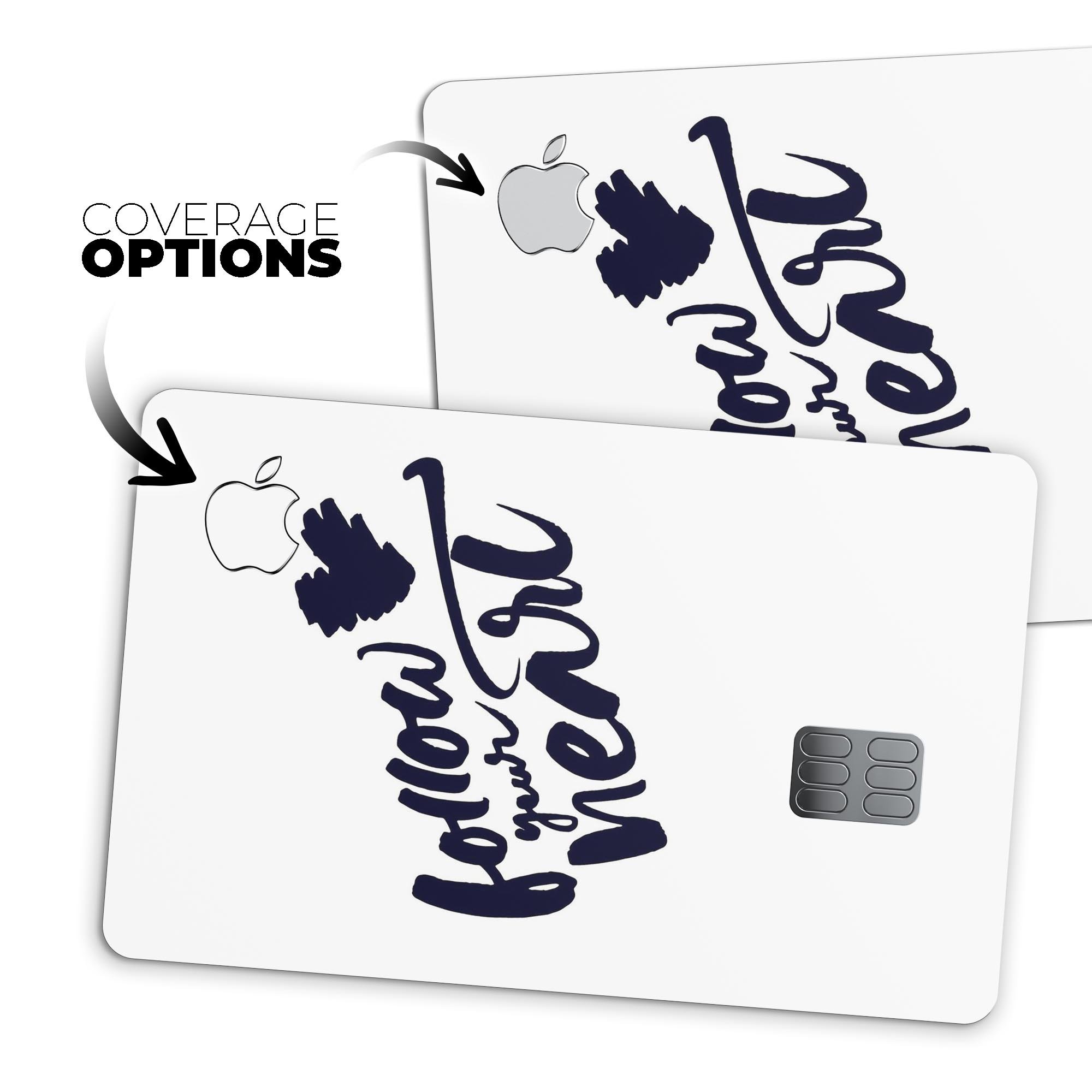 Premium protective decal skin-kit for Apple Card, showcasing ultra-gloss and soft-matte finishes.