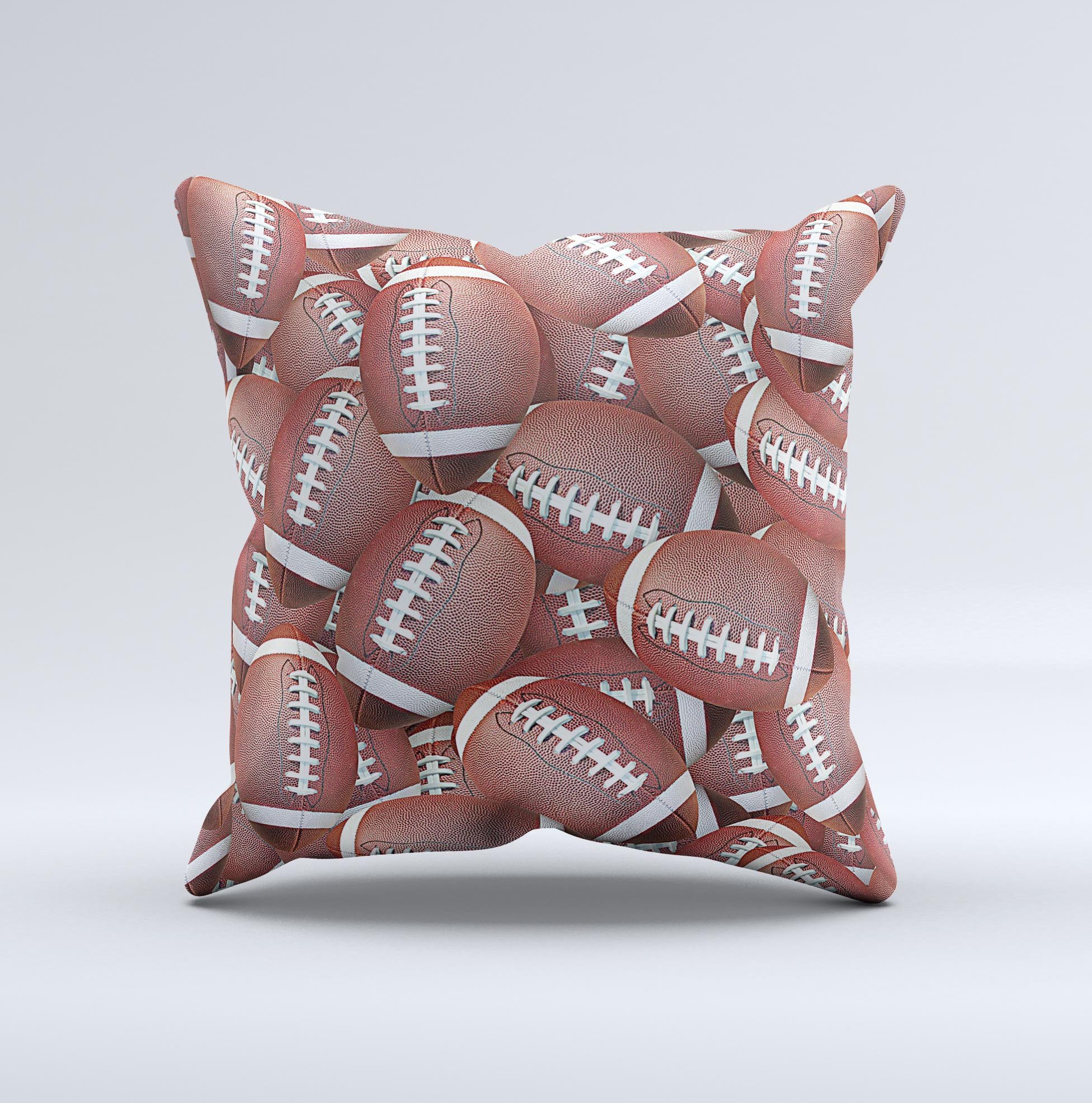 Football Overlay Ink-Fuzed Decorative Throw Pillow featuring a unique design, handcrafted in Virginia with high-quality materials.