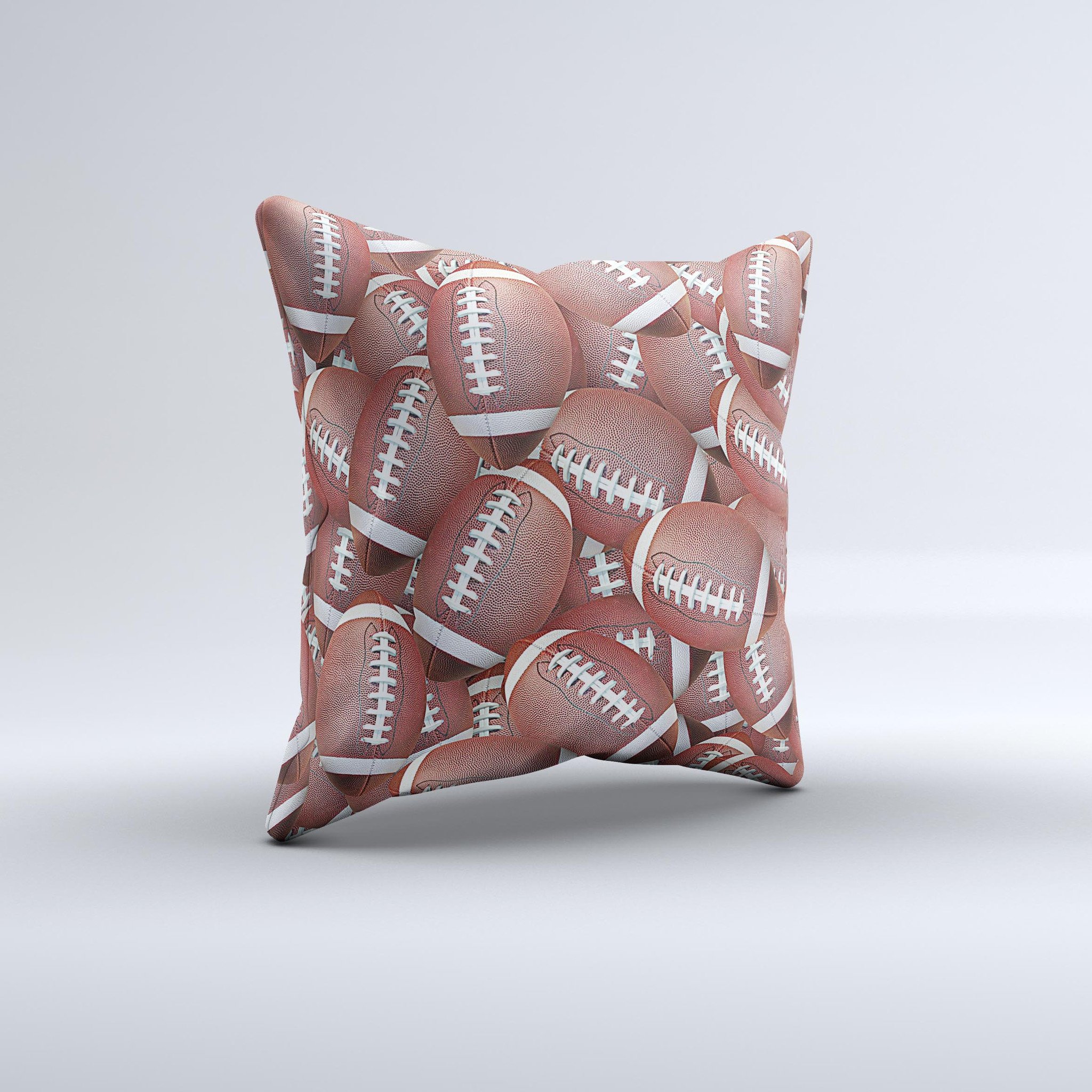 Football Overlay Ink-Fuzed Decorative Throw Pillow featuring a unique design, handcrafted in Virginia with high-quality materials.