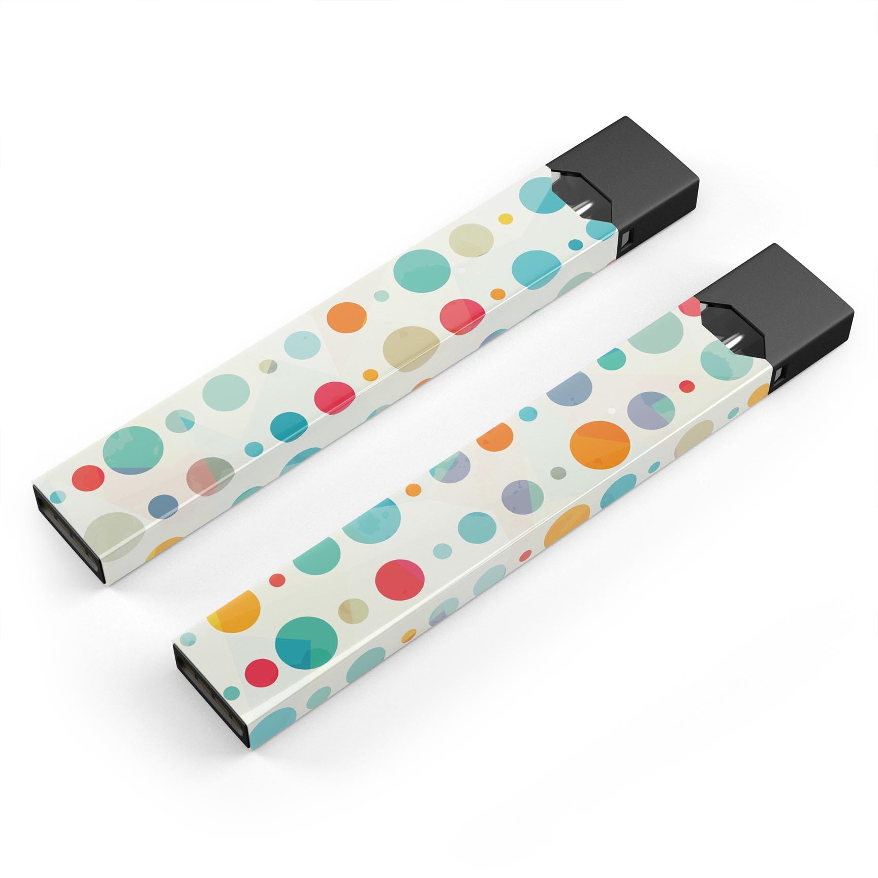 Fun Polka Pattern skin-wrap sticker designed for JUUL vaping device, showcasing vibrant colors and a stylish design.