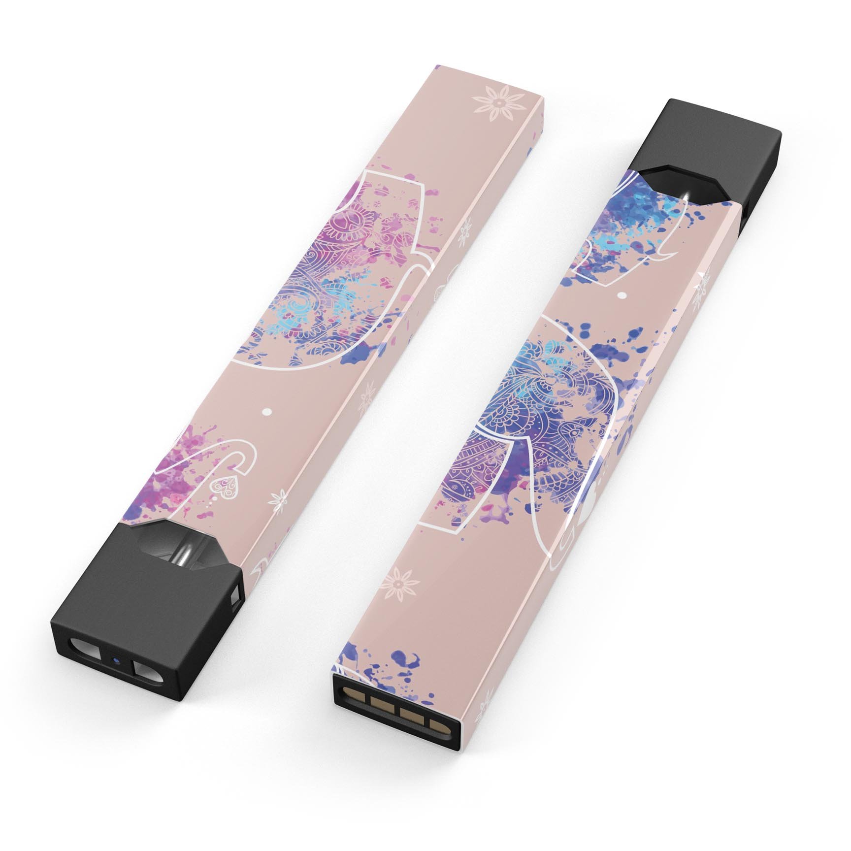 Fun Sacred Elephants premium decal skin-wrap sticker designed for JUUL vaping device, featuring vibrant elephant graphics.