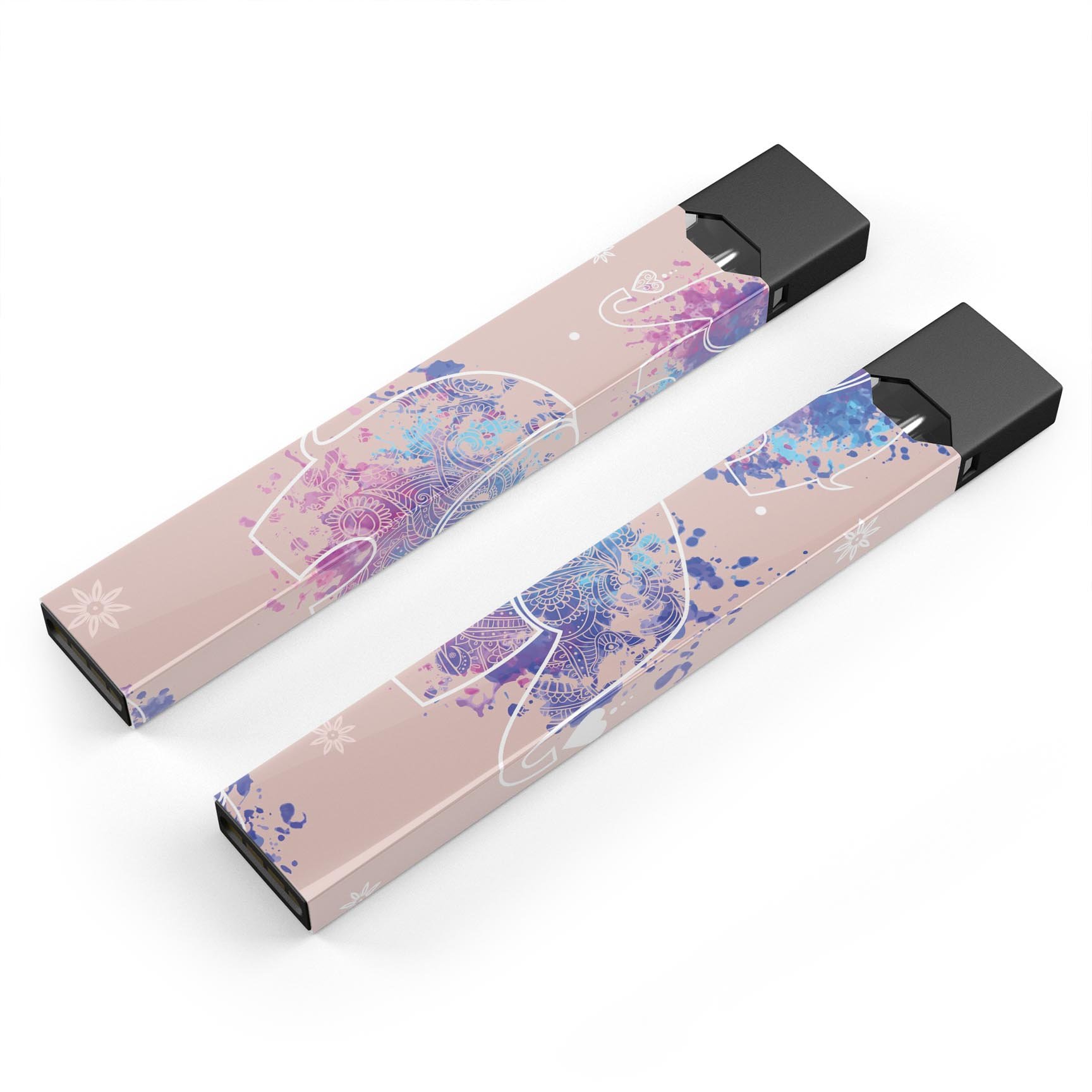 Fun Sacred Elephants premium decal skin-wrap sticker designed for JUUL vaping device, featuring vibrant elephant graphics.