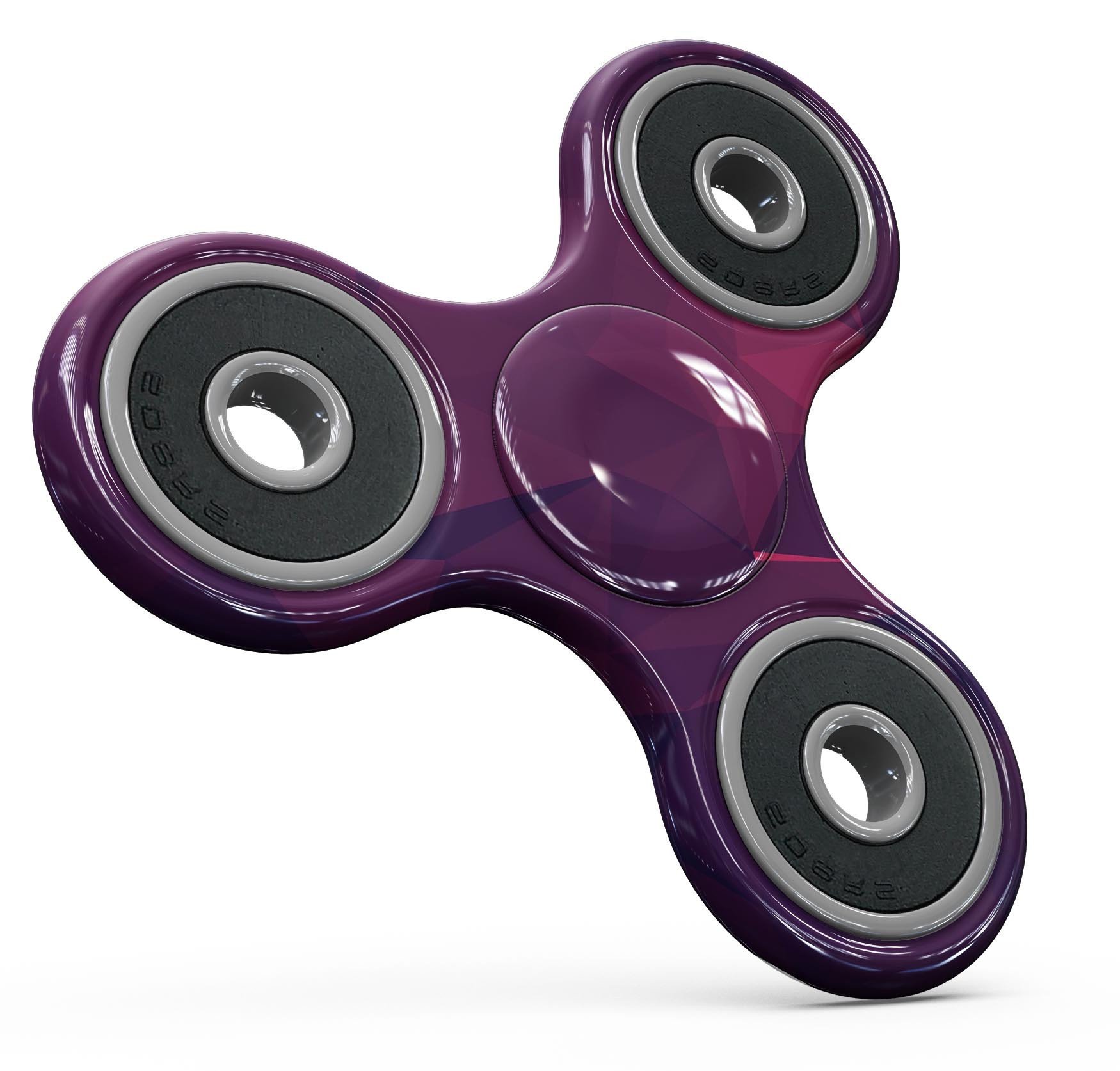 Fuscia geometric triangles full-body skin kit for fidget spinner, showcasing vibrant colors and unique design.