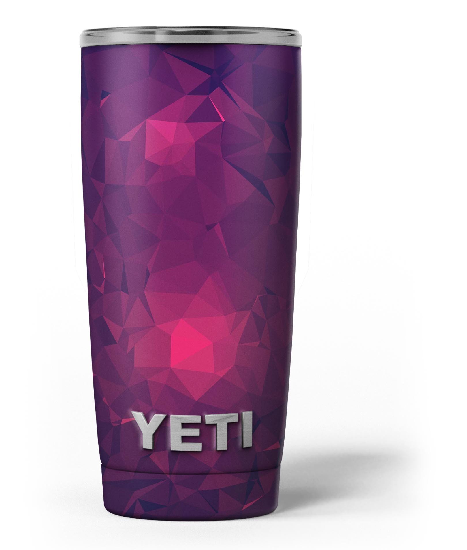 Fuscia Geometric Triangles skin decal vinyl wrap kit for Yeti Coolers, showcasing vibrant geometric patterns and premium quality material.