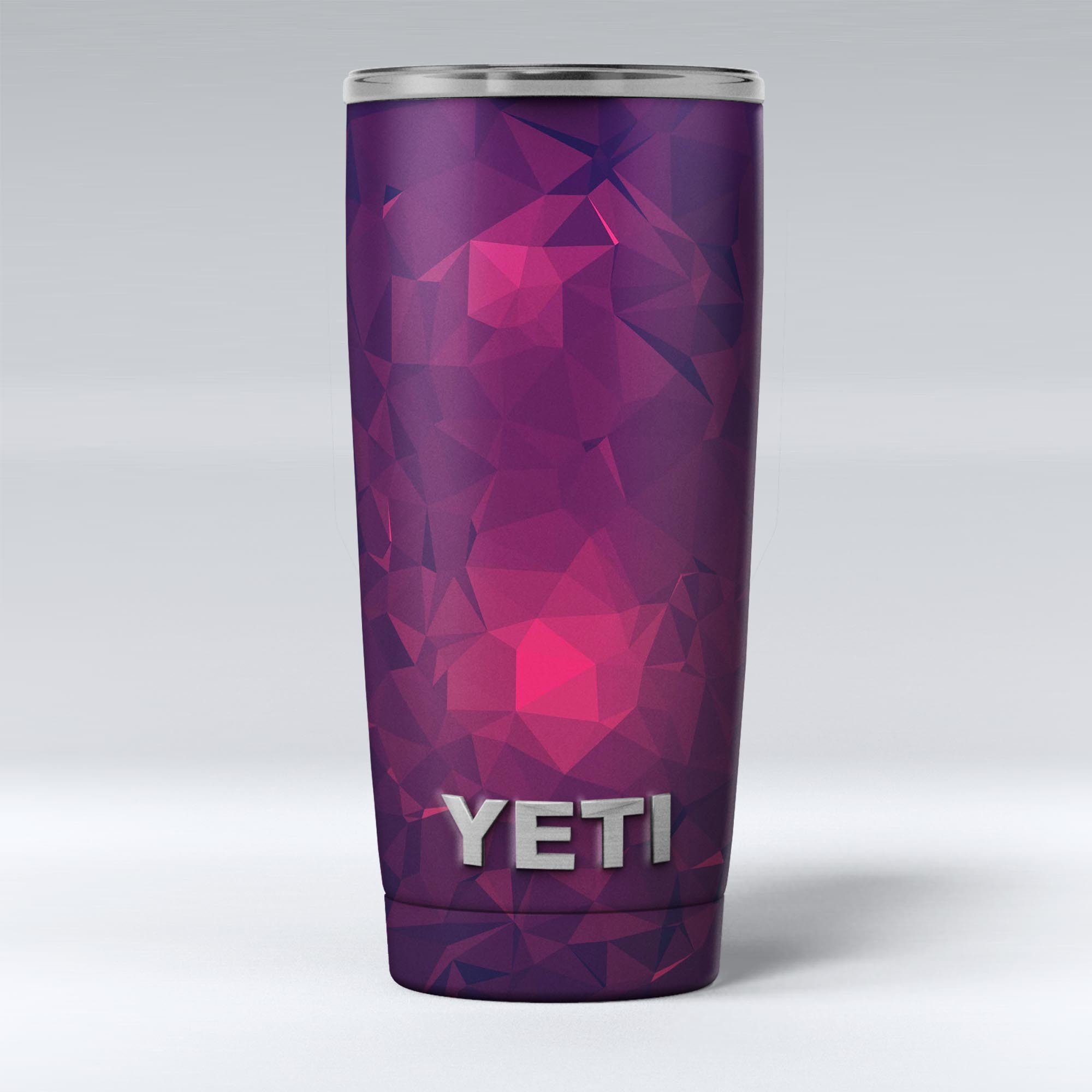 Fuscia Geometric Triangles skin decal vinyl wrap kit for Yeti Coolers, showcasing vibrant geometric patterns and premium quality material.