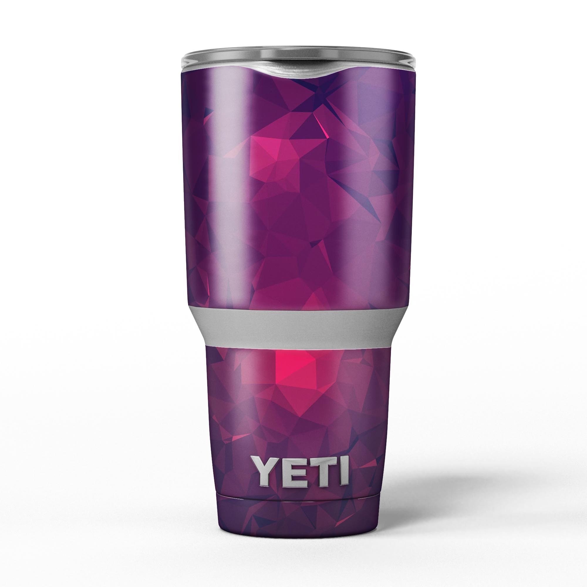 Fuscia Geometric Triangles skin decal vinyl wrap kit for Yeti Coolers, showcasing vibrant geometric patterns and premium quality material.