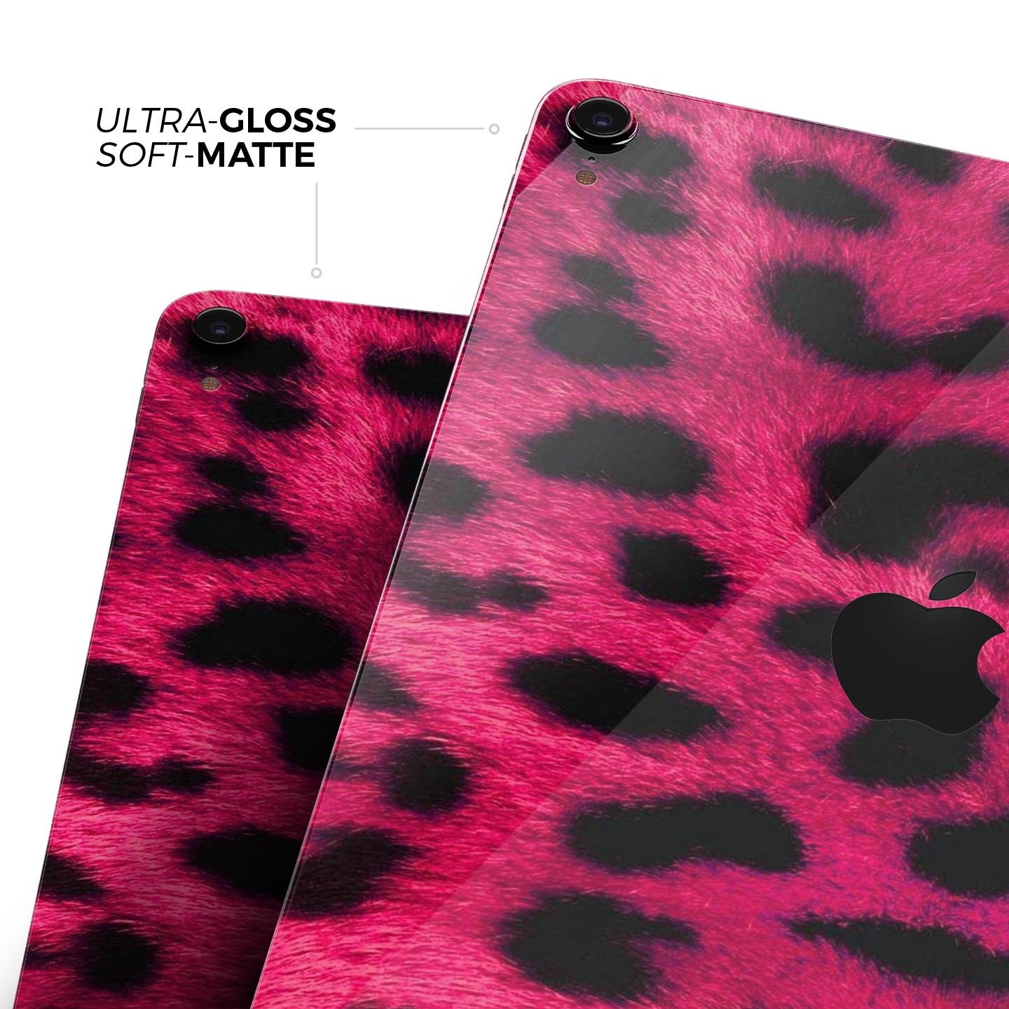 Fuzzy Real Pink Leopard Print skin decal for Apple devices, showcasing vibrant colors and a stylish design.
