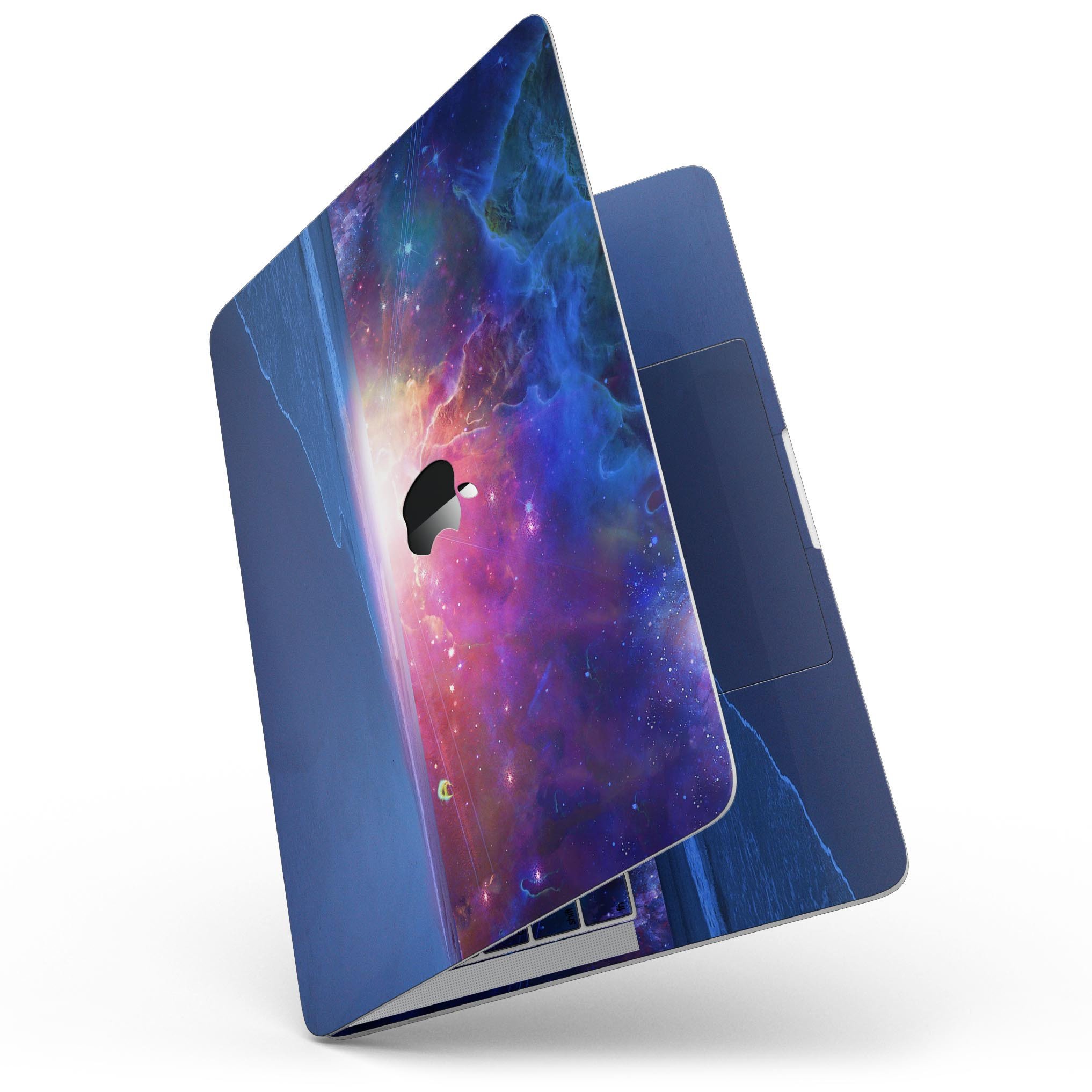 Galaxy Explosion design skin for 13" MacBook Pro without Touch Bar, showcasing vibrant colors and a sleek fit.