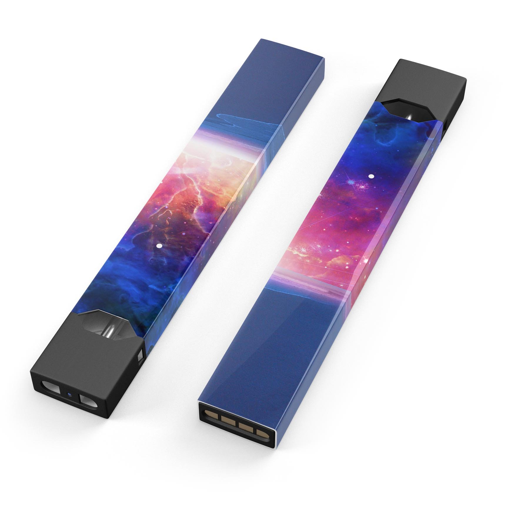 Galaxy Explosion decal skin for JUUL vaping device, featuring vibrant colors and a calm sea shore design.