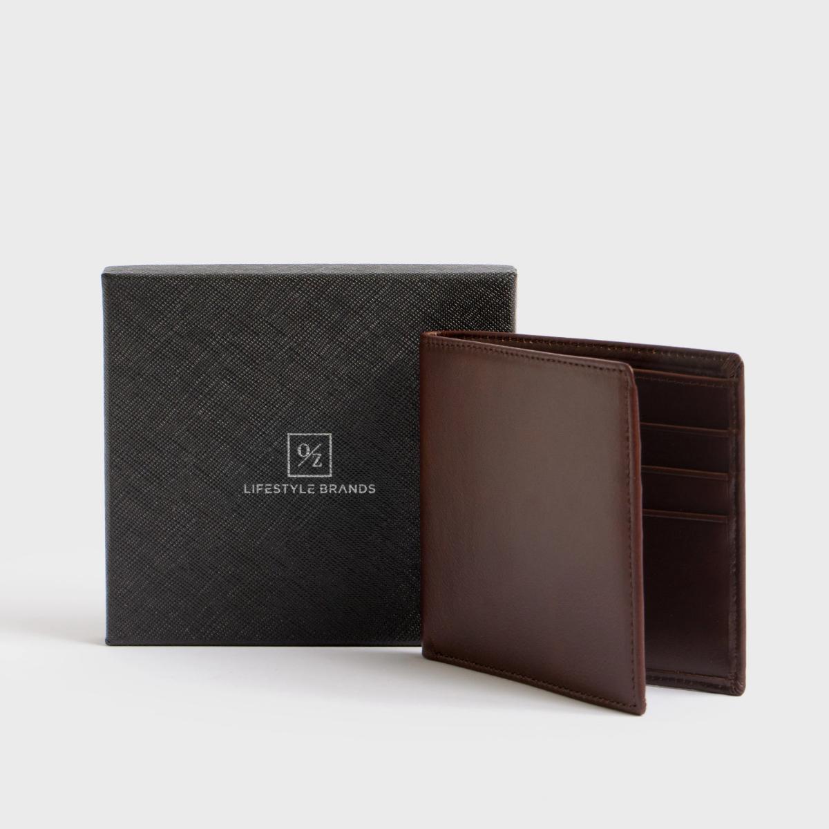 Genuine Leather Men’s Luxury Bi-Fold Wallet showcasing its elegant design and multiple pockets.