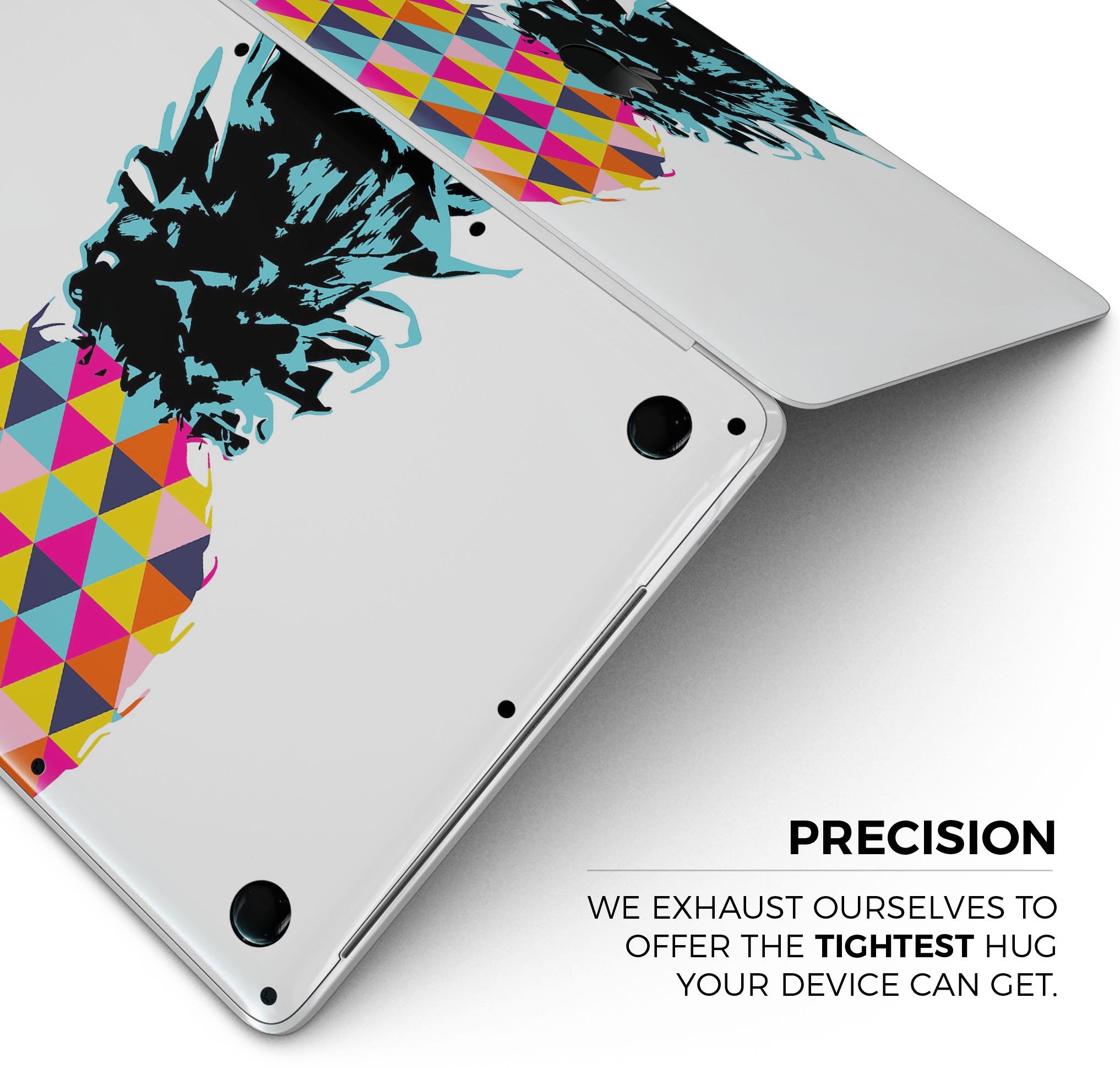 Geo Retro Summer Pineapple skin decal wrap kit for MacBook, featuring a vibrant pineapple design on premium vinyl material.