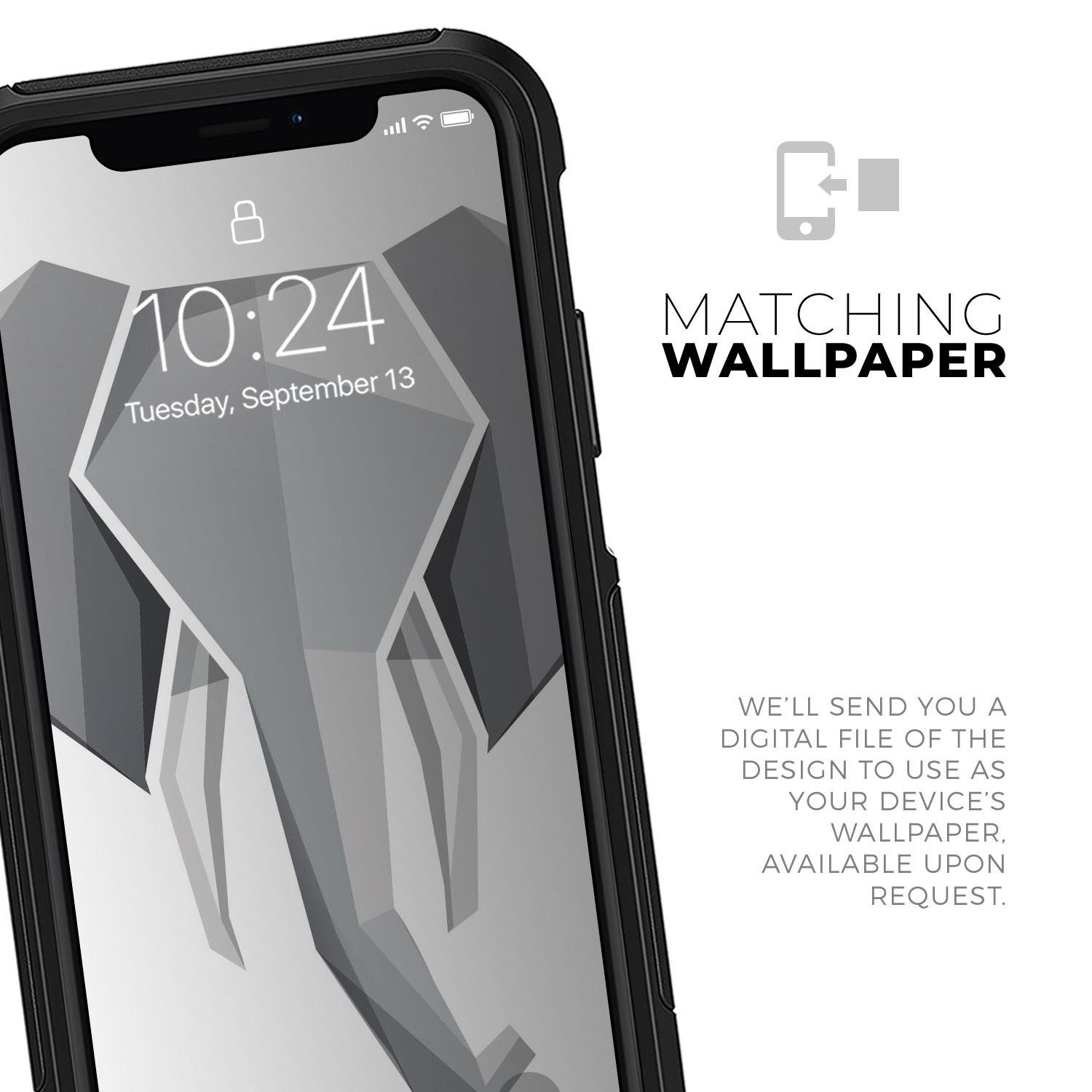 Geometric Elephant Skin Kit for iPhone OtterBox Cases featuring a vibrant elephant design and ultra-thin protection.