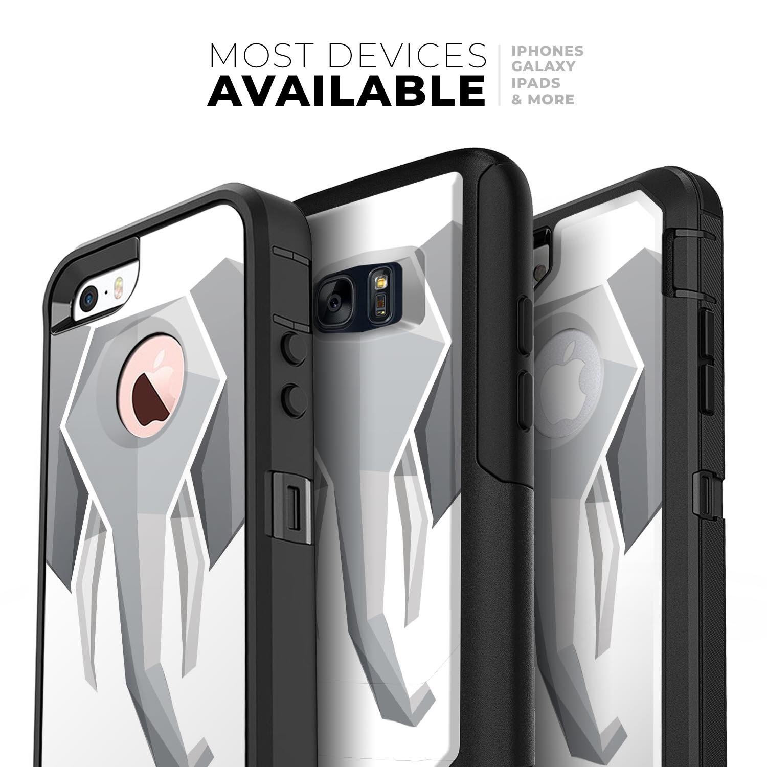 Geometric Elephant Skin Kit for iPhone OtterBox Cases featuring a vibrant elephant design and ultra-thin protection.