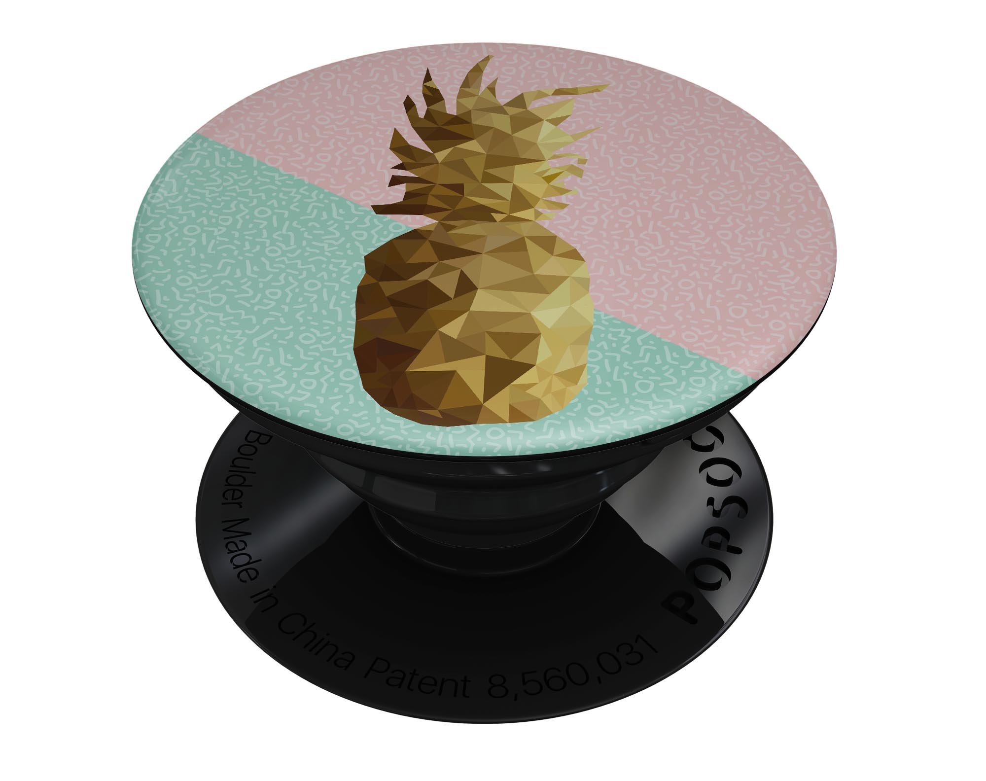 Geometric Summer Pineapple skin kit for PopSockets, showcasing vibrant pineapple design on premium vinyl.