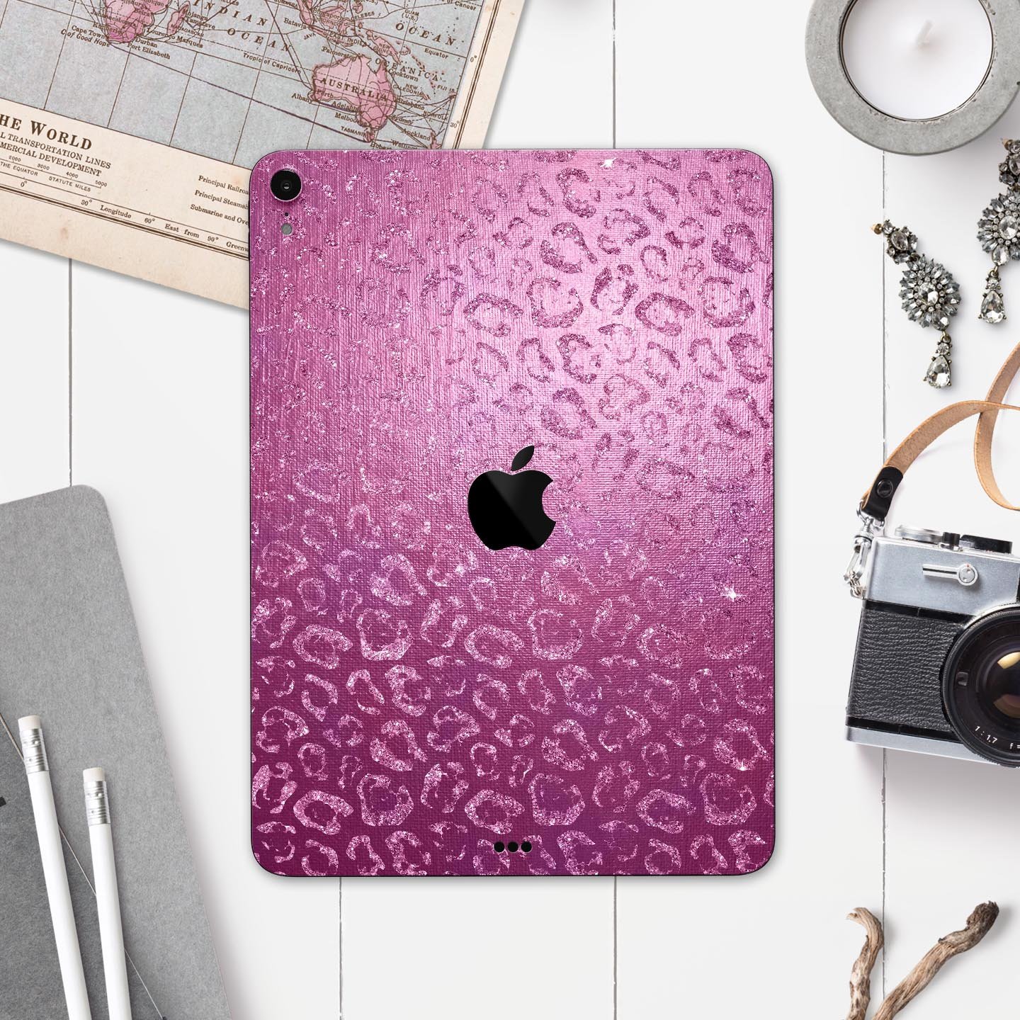 Glamorous Pink Cheetah Print skin decal for Apple iPad, showcasing vibrant colors and stylish design.