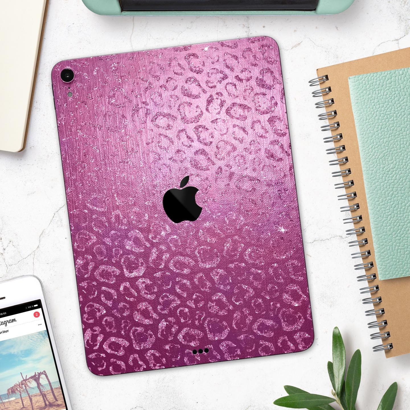 Glamorous Pink Cheetah Print skin decal for Apple iPad, showcasing vibrant colors and stylish design.