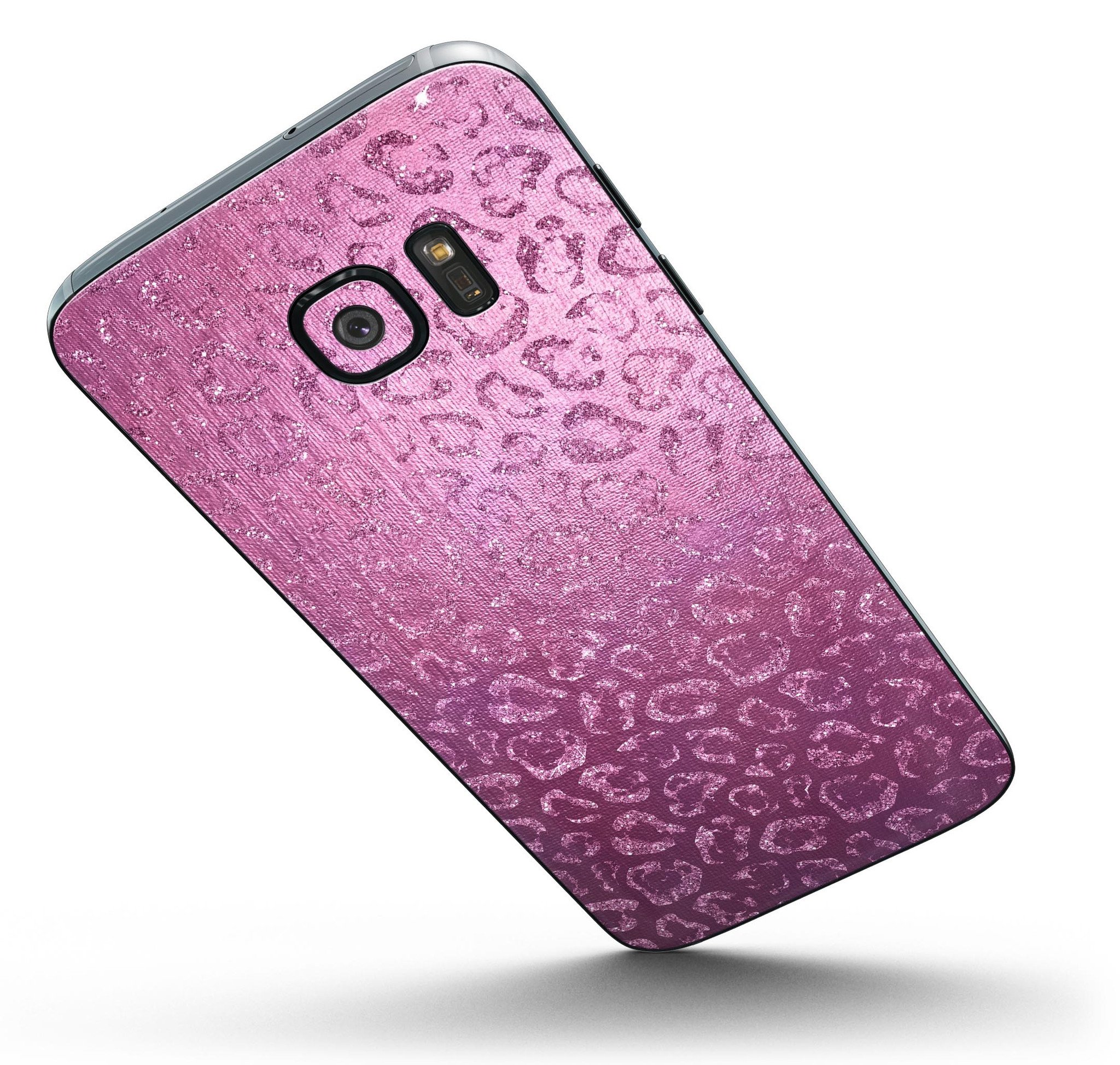Glamorous Pink Cheetah Print Full Body Skin-Kit for Samsung Galaxy S7 and S7 Edge, showcasing vibrant colors and stylish design.